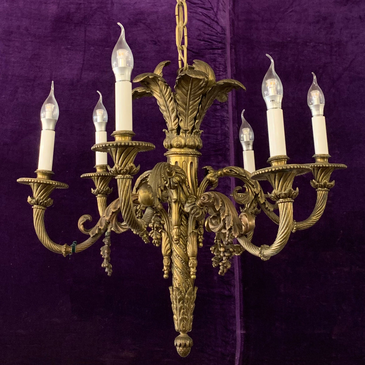 Gorgeous Solid Brass Empire Period Chandelier – Delos Antiques