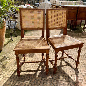 Wicker and Oak Dining Chairs