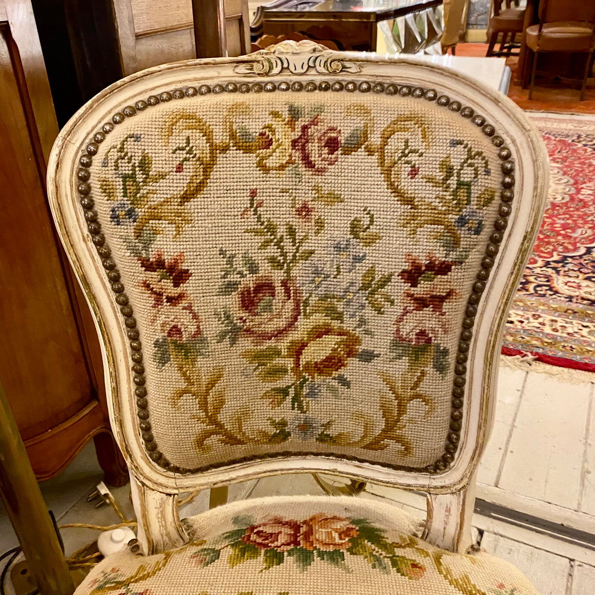 French Needle Point Chair SOLD Delos Antiques