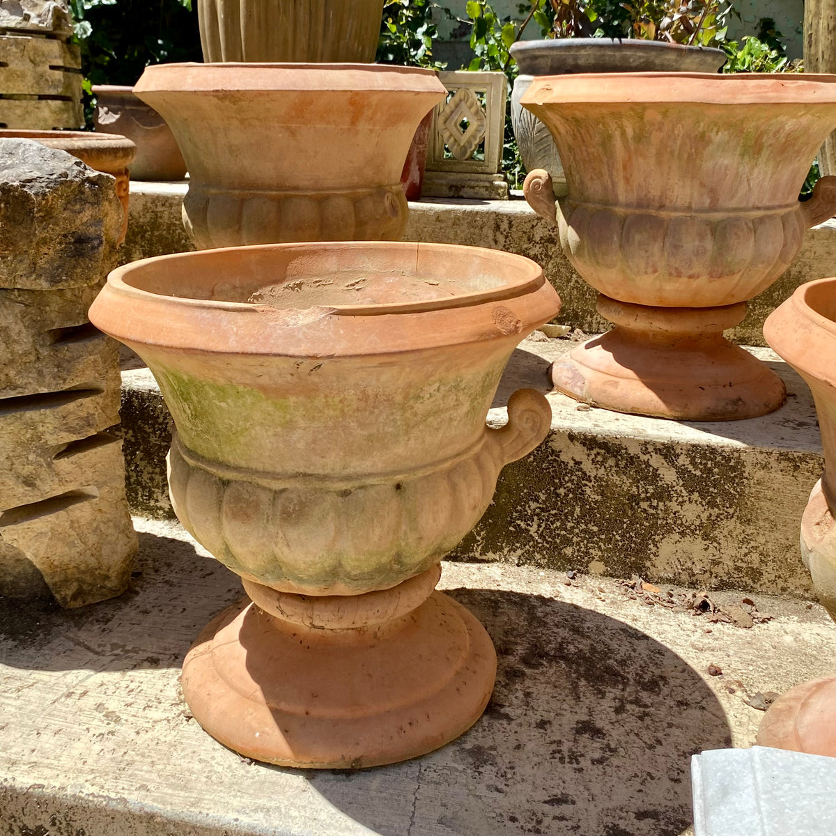 Rustic Terracotta Planter on Stand Delos Antiques