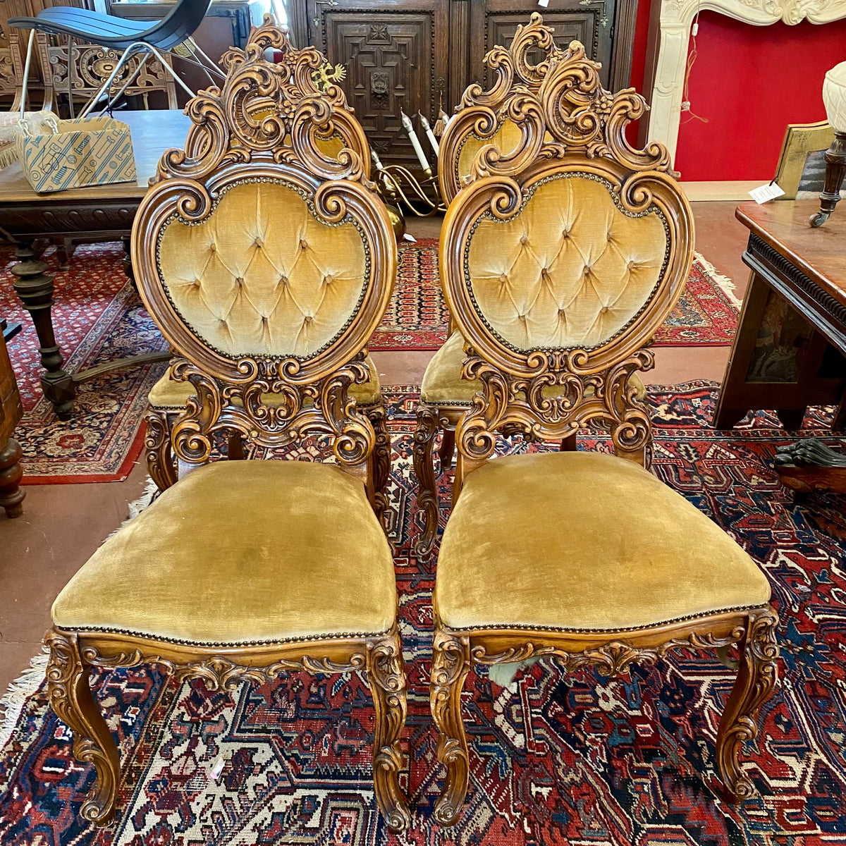 Antique French Ornately Carved Dining Chairs Delos Antiques