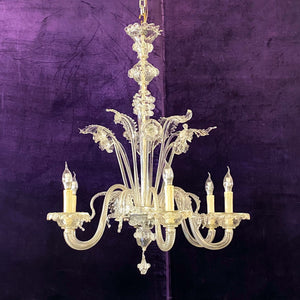 Large and Clear Murano Chandelier