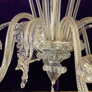 Large and Clear Murano Chandelier