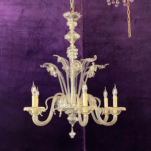 Large and Clear Murano Chandelier