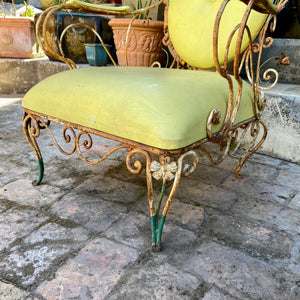 Rustic Wrought Iron Armchair with Rose Details