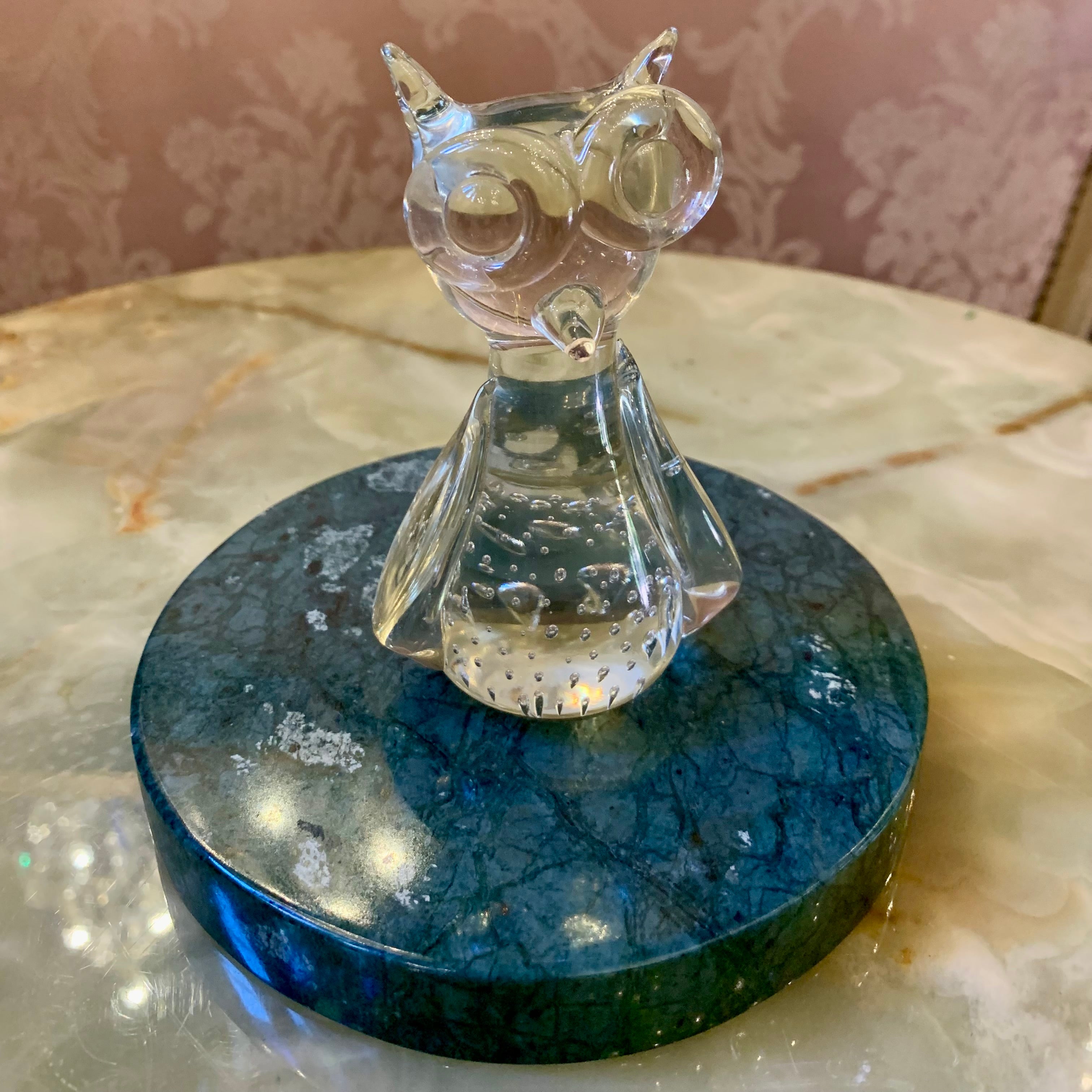 Curious Clear and Controlled Bubbles Murano Owl