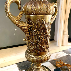 Large and Heavy Decorative Brass Table Lamp