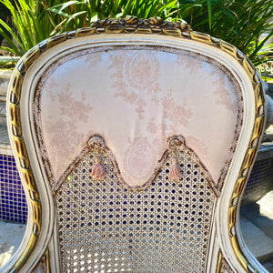 Gorgeous Antique Cream and Gilt Wicker Back Chair - SOLD