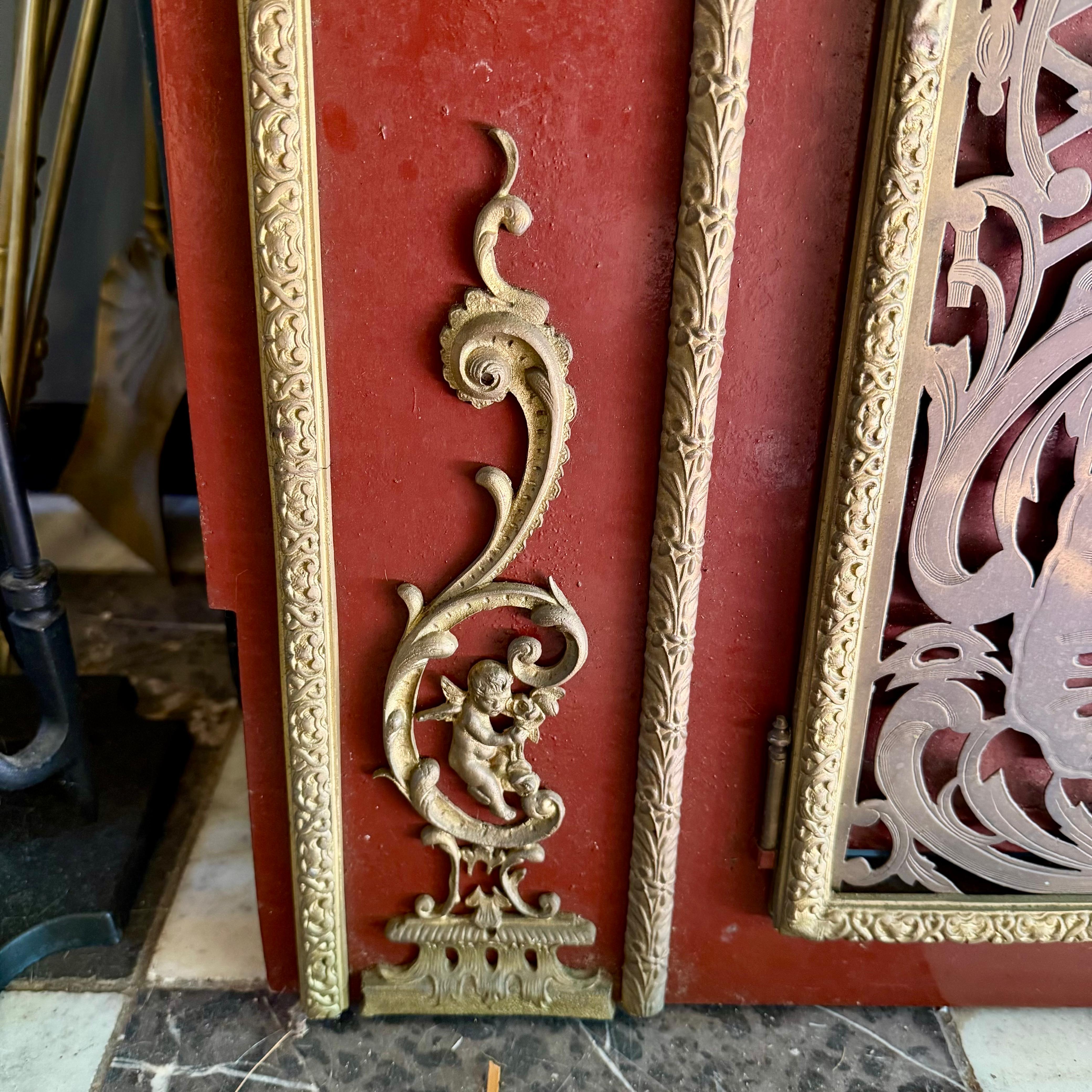 French Enamelled Metal Fireplace Surround, c. 1900