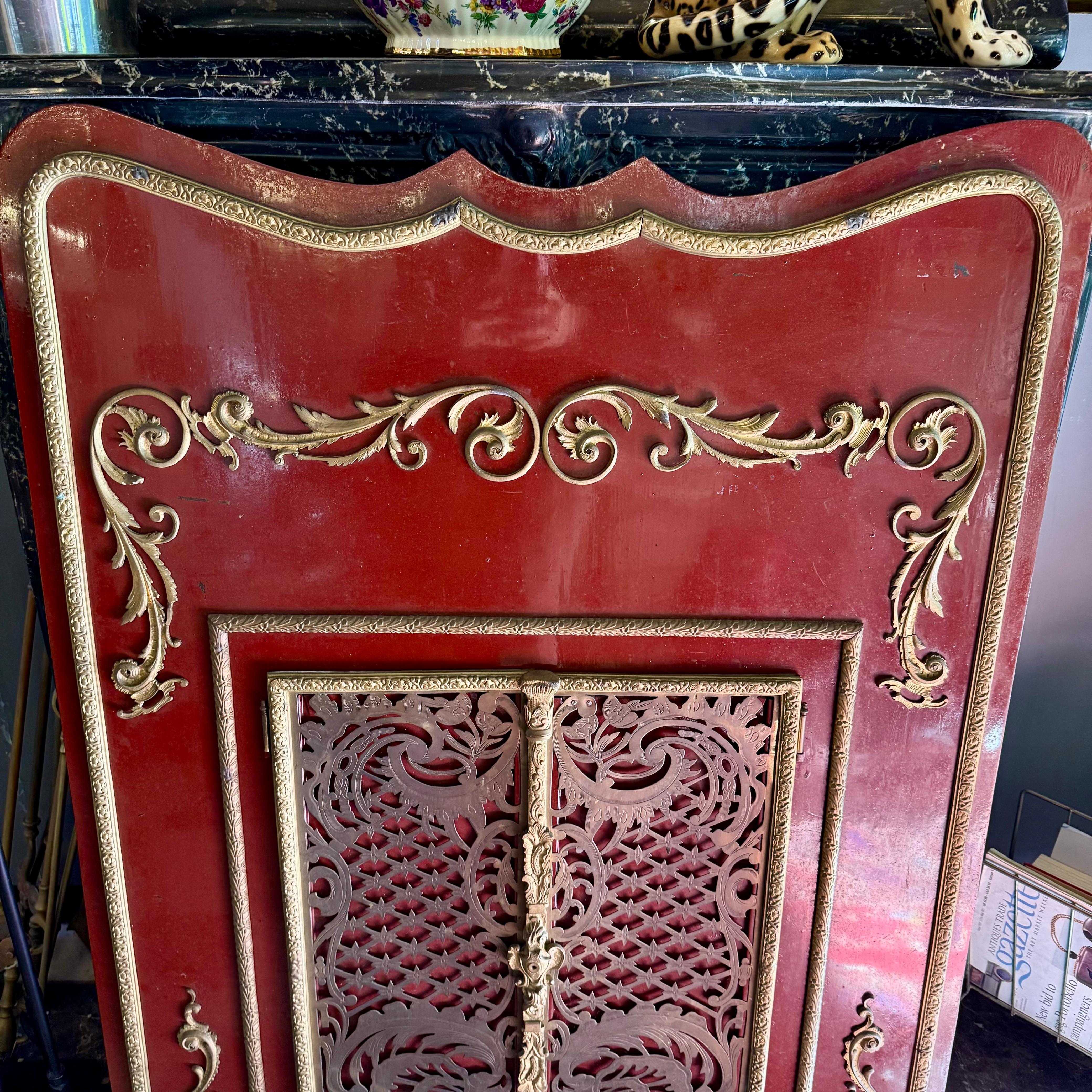 French Enamelled Metal Fireplace Surround, c. 1900