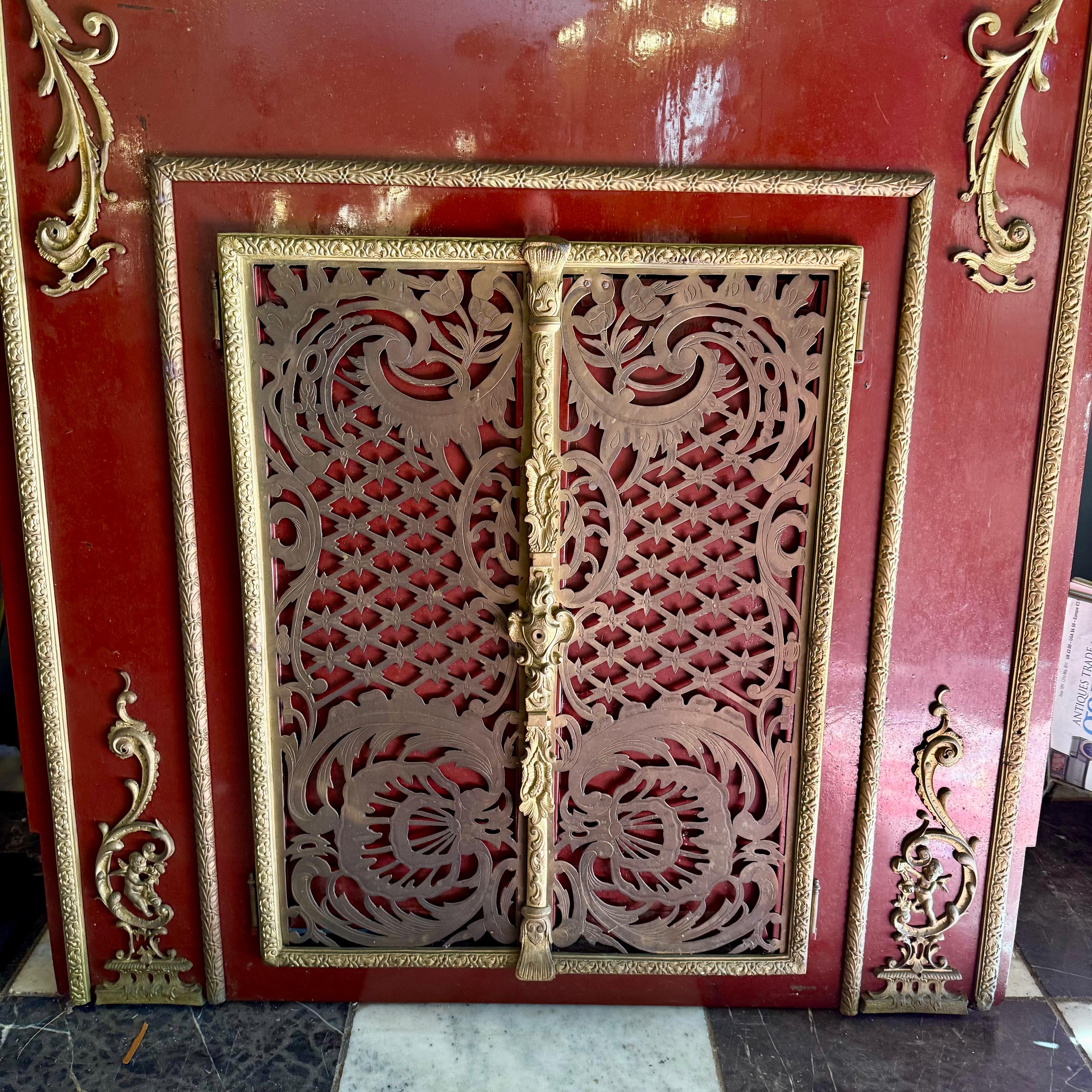 French Enamelled Metal Fireplace Surround, c. 1900