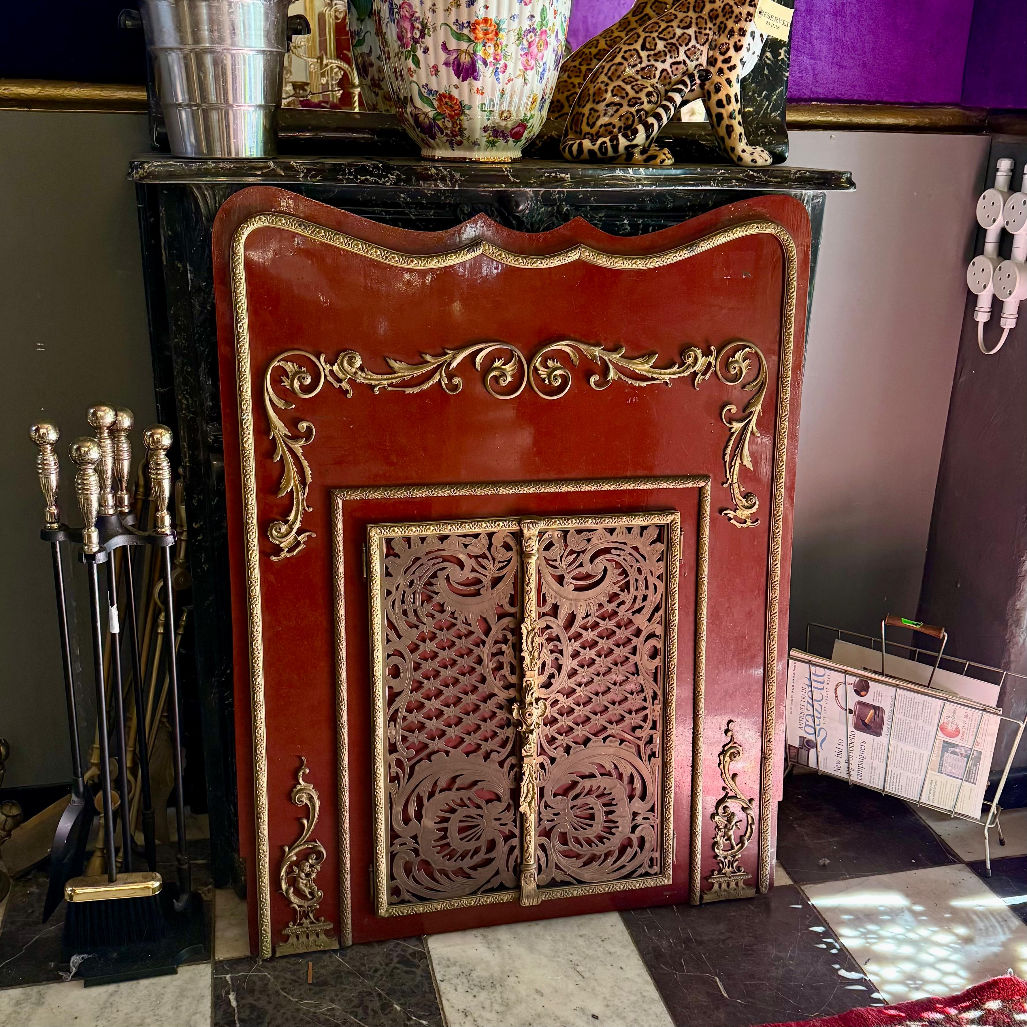 French Enamelled Metal Fireplace Surround, c. 1900