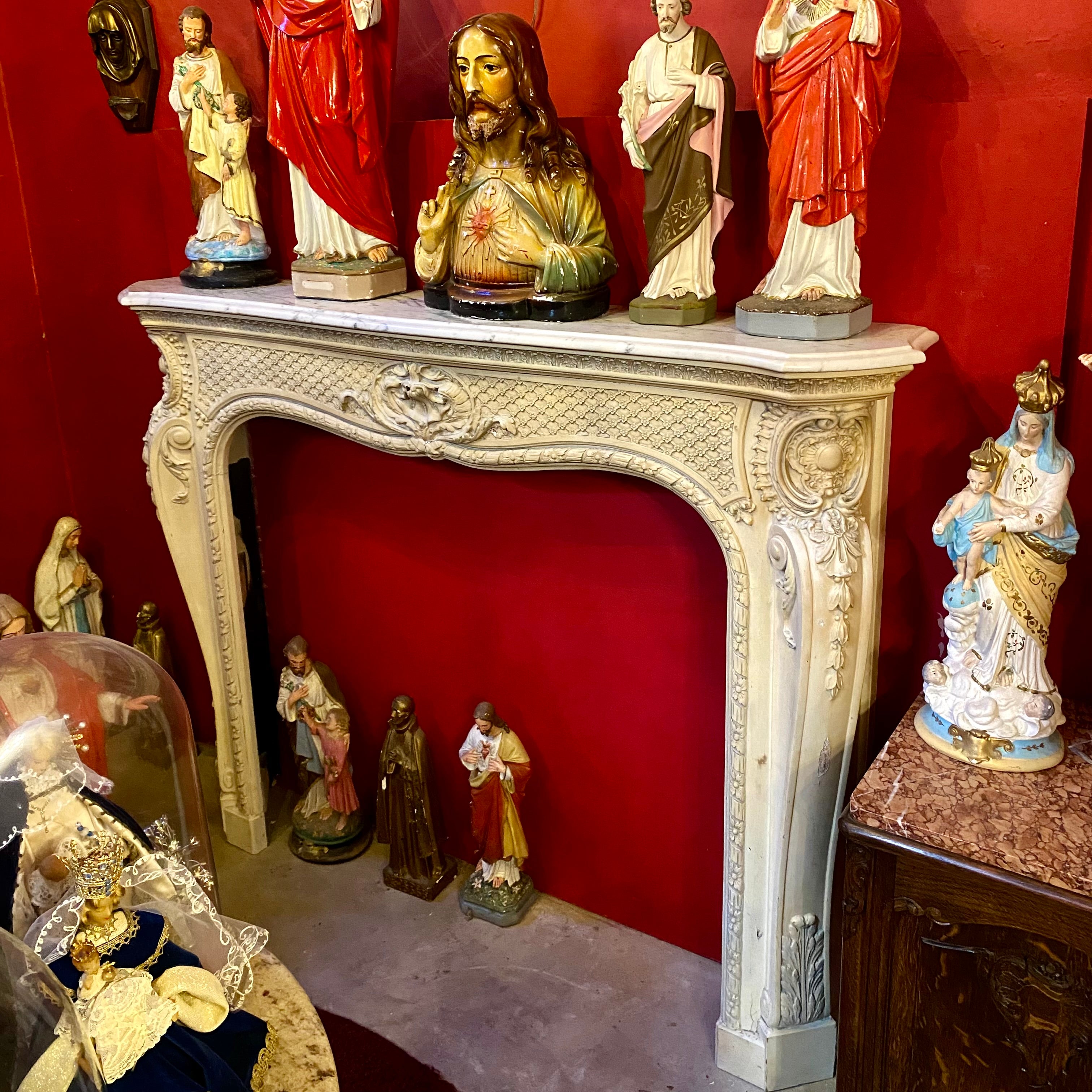 Vintage Carved Fireplace with Marble top