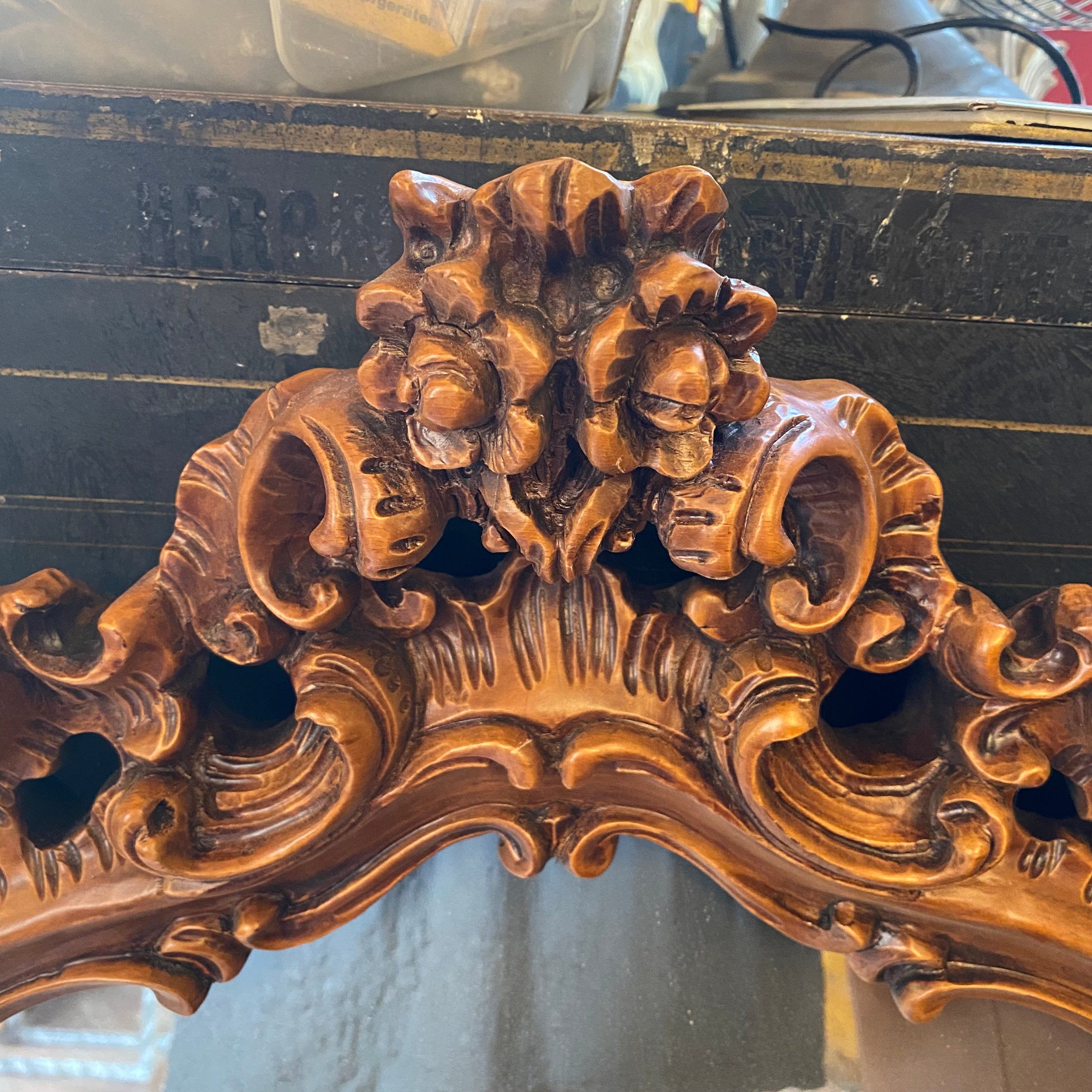 Antique Ornately Carved French Walnut Mirror - SOLD