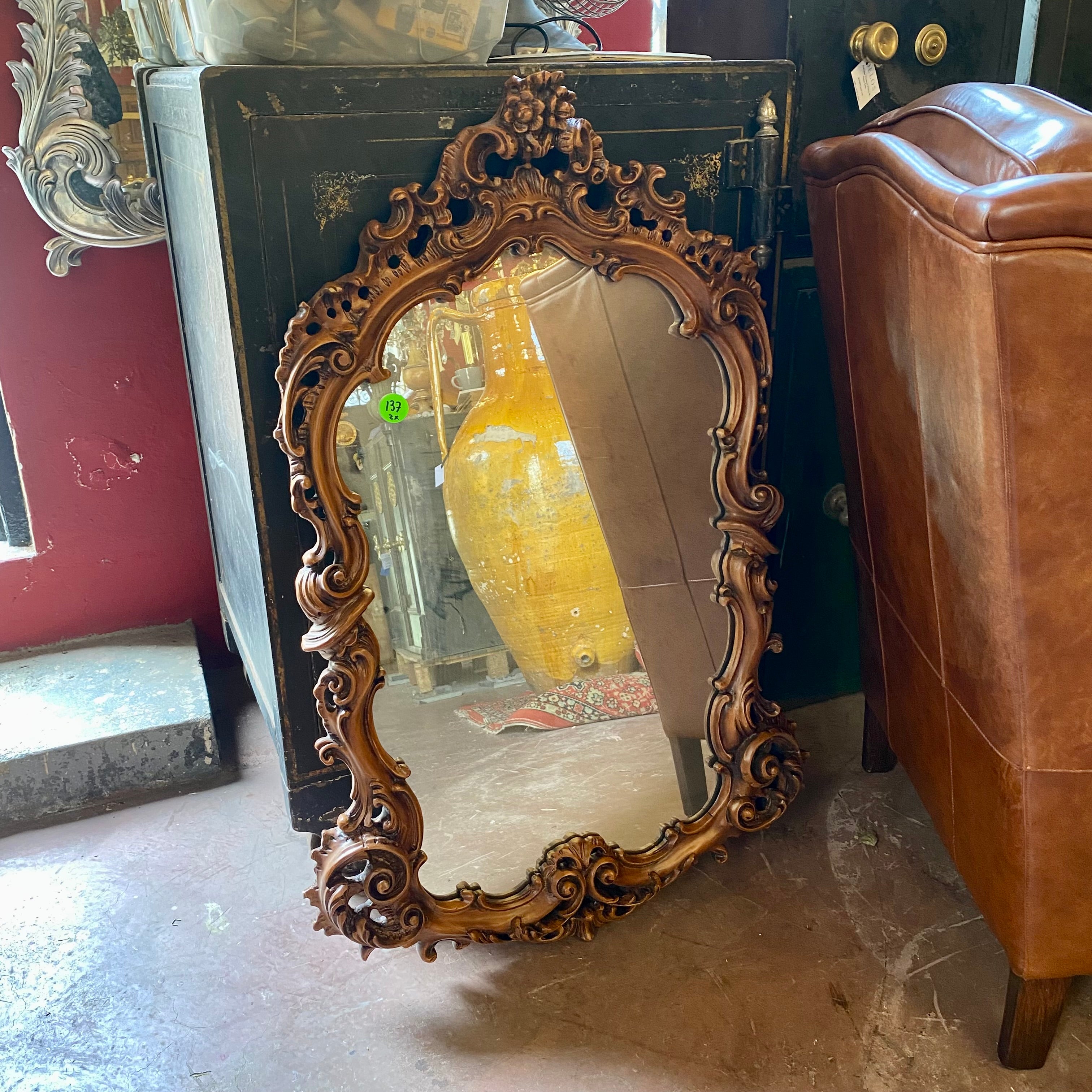 Antique Ornately Carved French Walnut Mirror