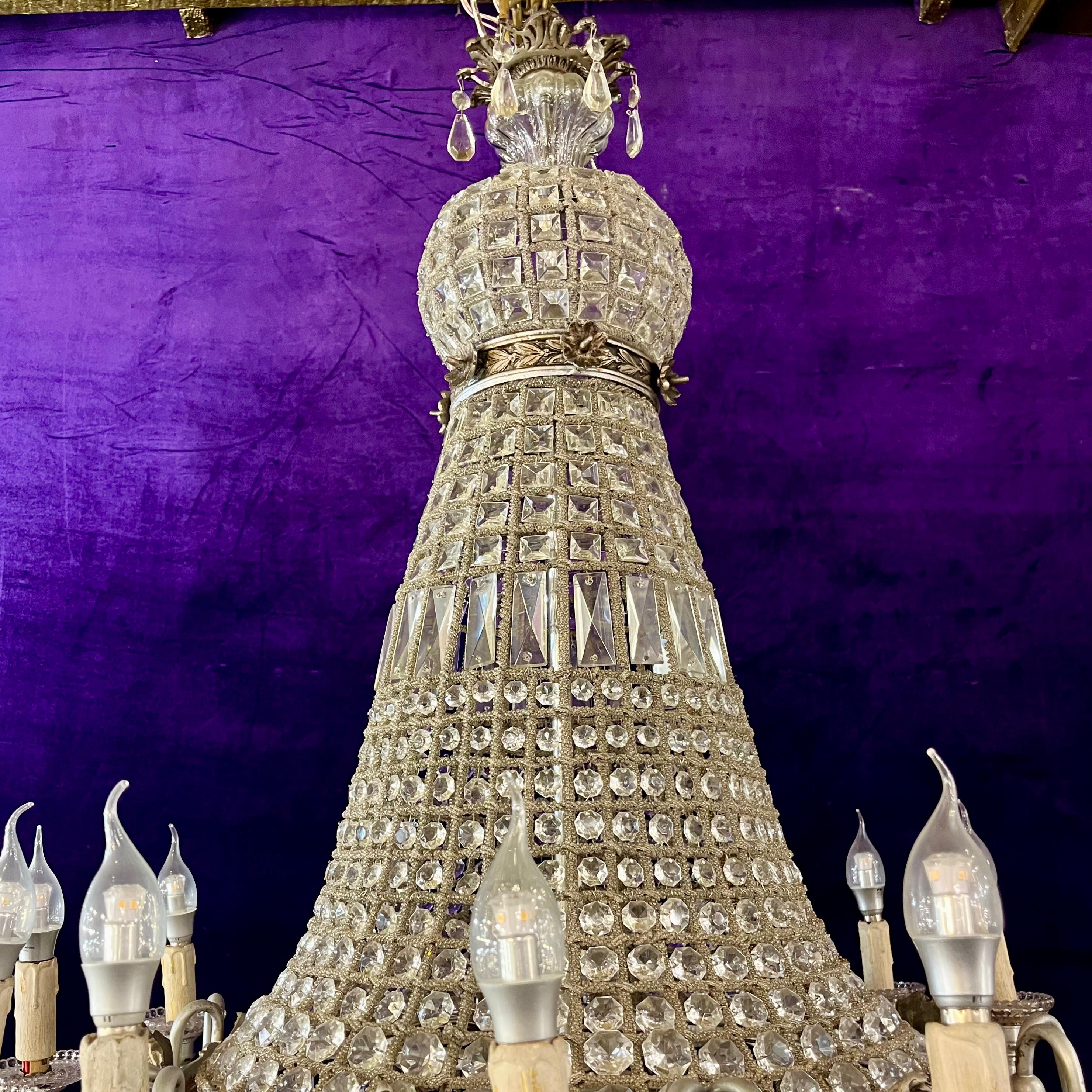 Beautiful Antique Crystal Neoclassical Chandelier