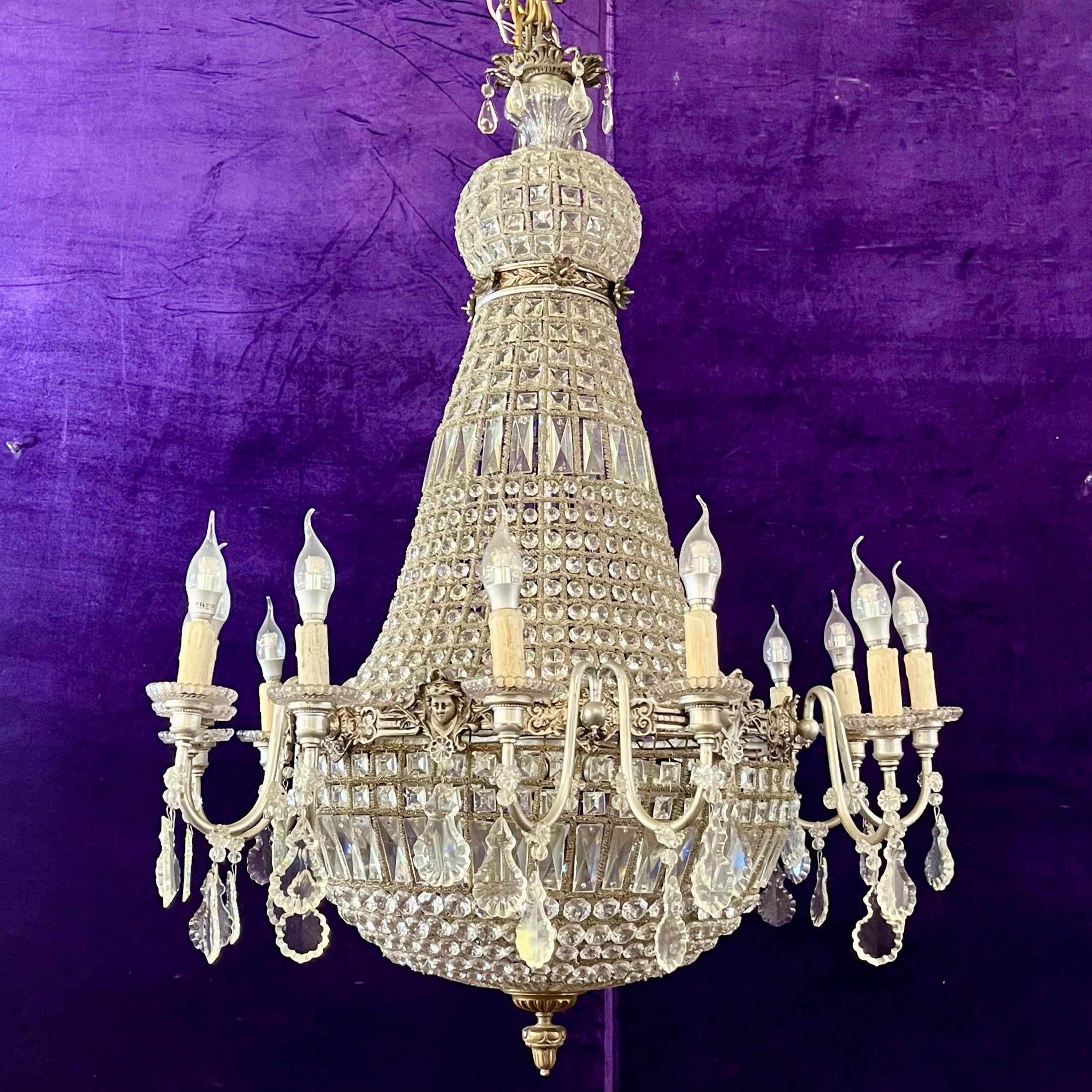 Beautiful Antique Crystal Neoclassical Chandelier