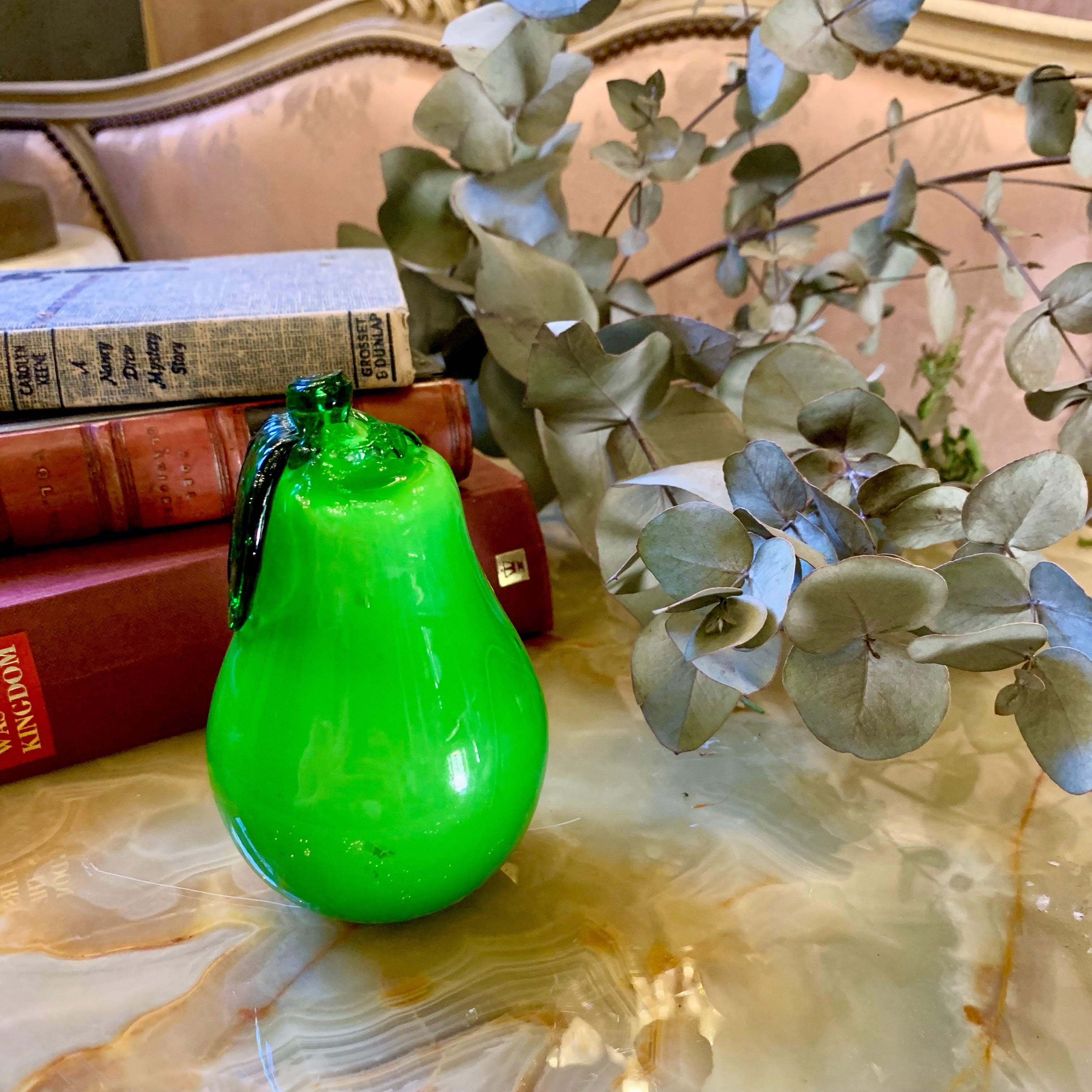 Pair of Green Apple and Pear Murano Ornament
