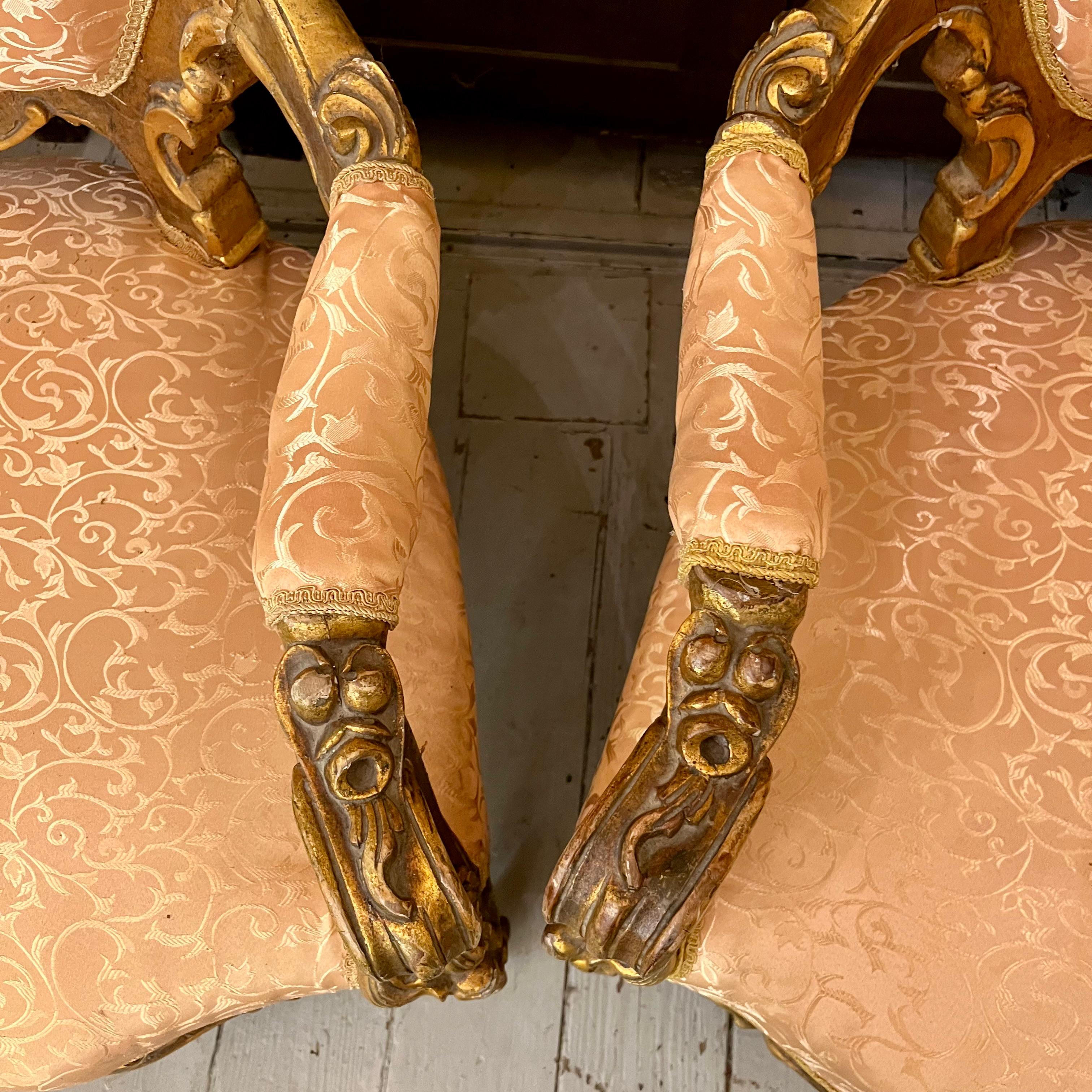 Grand Louis XV Giltwood Armchairs