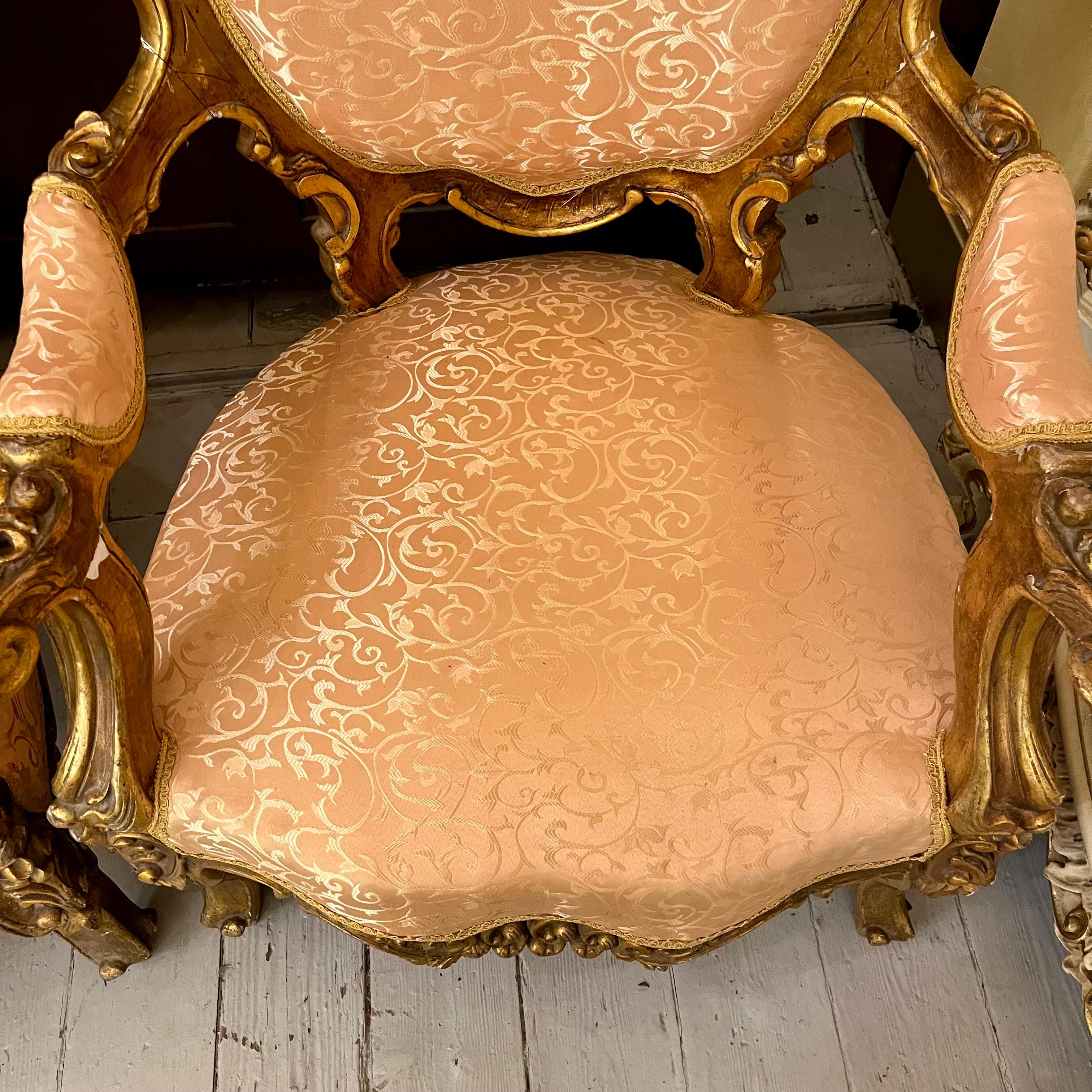 Grand Louis XV Giltwood Armchairs