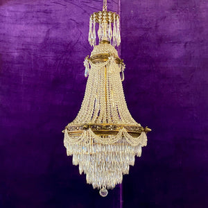 Stunning Antique Neoclassical Chandelier with Original Crystal