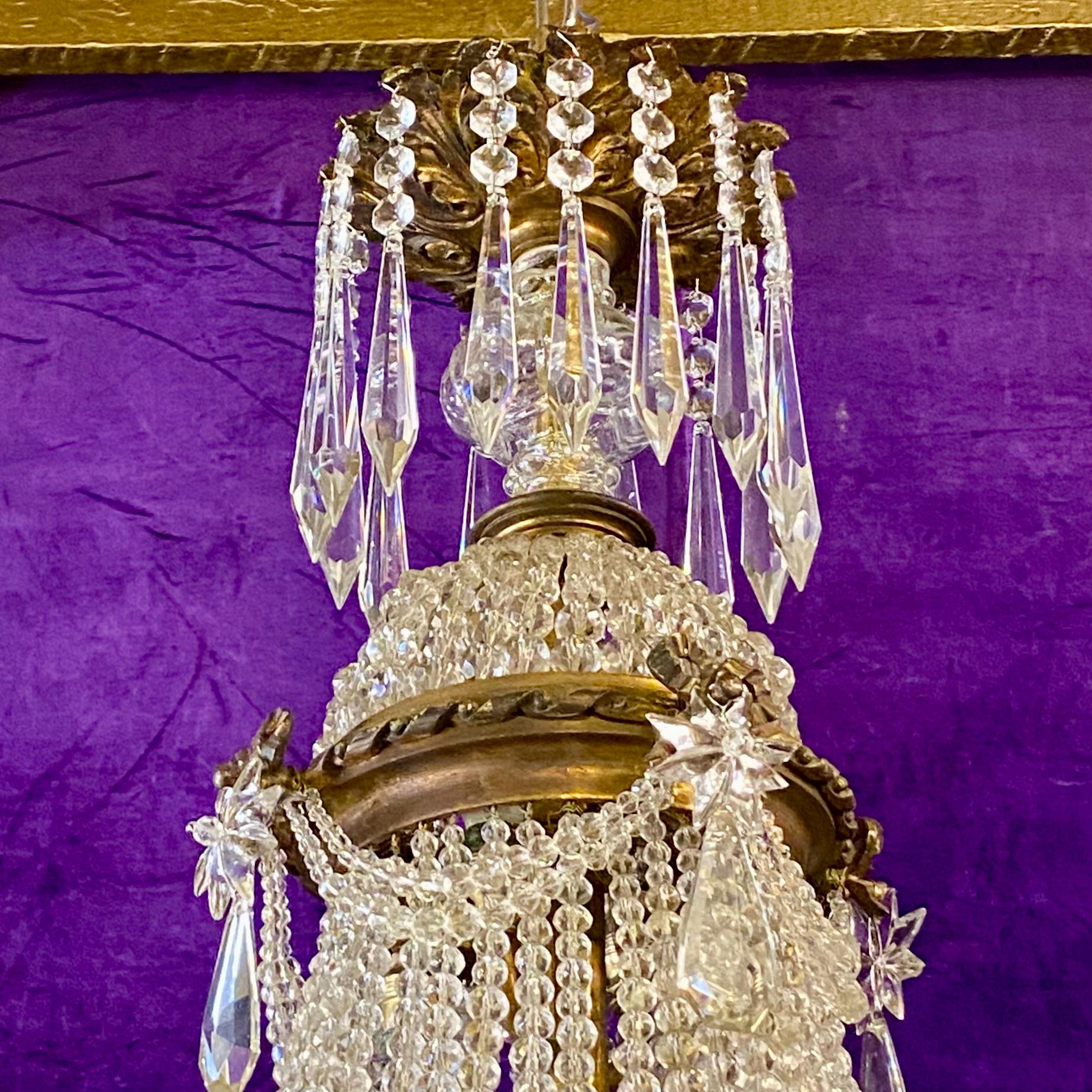 Stunning Antique Neoclassical Chandelier with Original Crystal