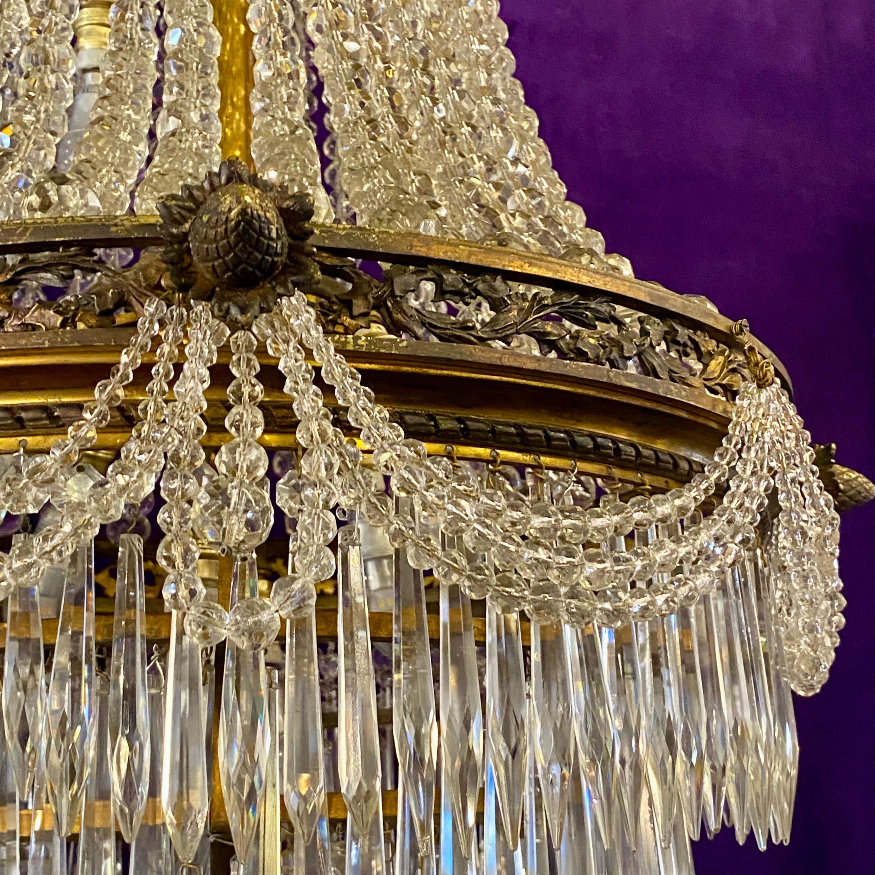 Stunning Antique Neoclassical Chandelier with Original Crystal