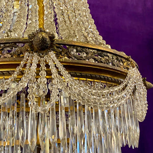 Stunning Antique Neoclassical Chandelier with Original Crystal