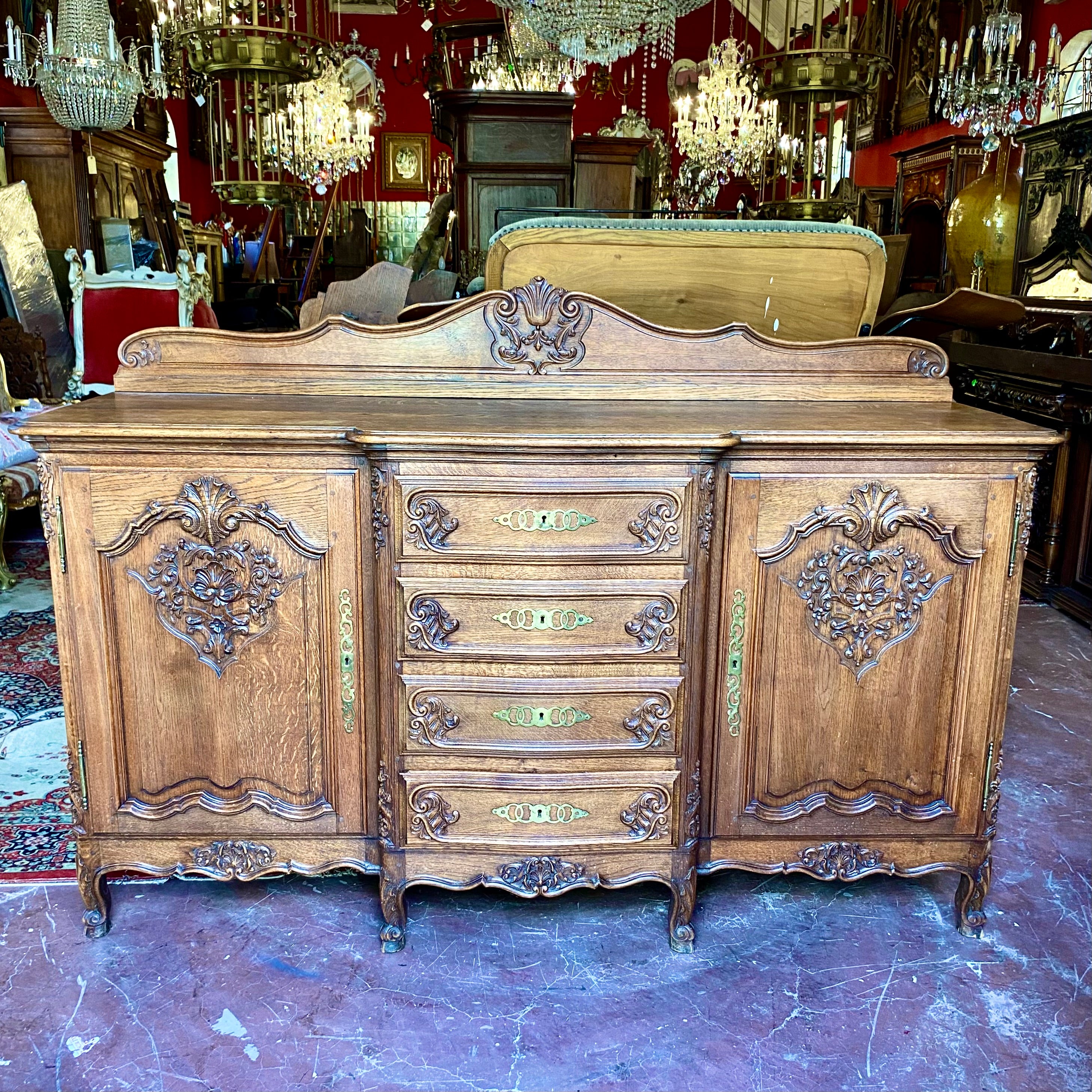 Stunning Carved Oak Antique French Server