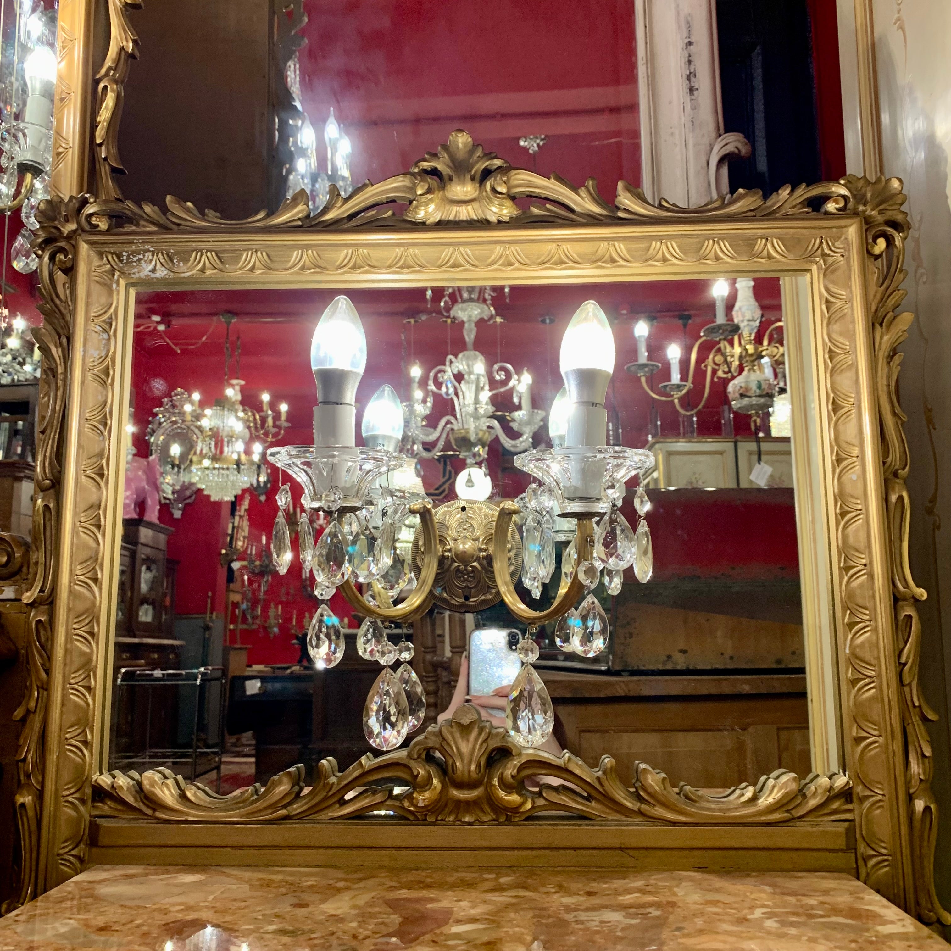 Pair of Italian Empire Era Mirrored Bedside Pedestals