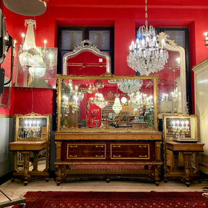 Pair of Italian Empire Era Mirrored Bedside Pedestals