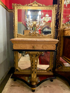 Pair of Italian Empire Era Mirrored Bedside Pedestals