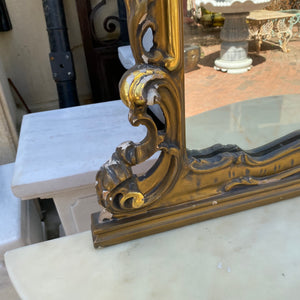 Antique Gilt Wood Mirror and Console Set with Marble Top