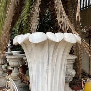 Very Large White Marble Urn and Plinth
