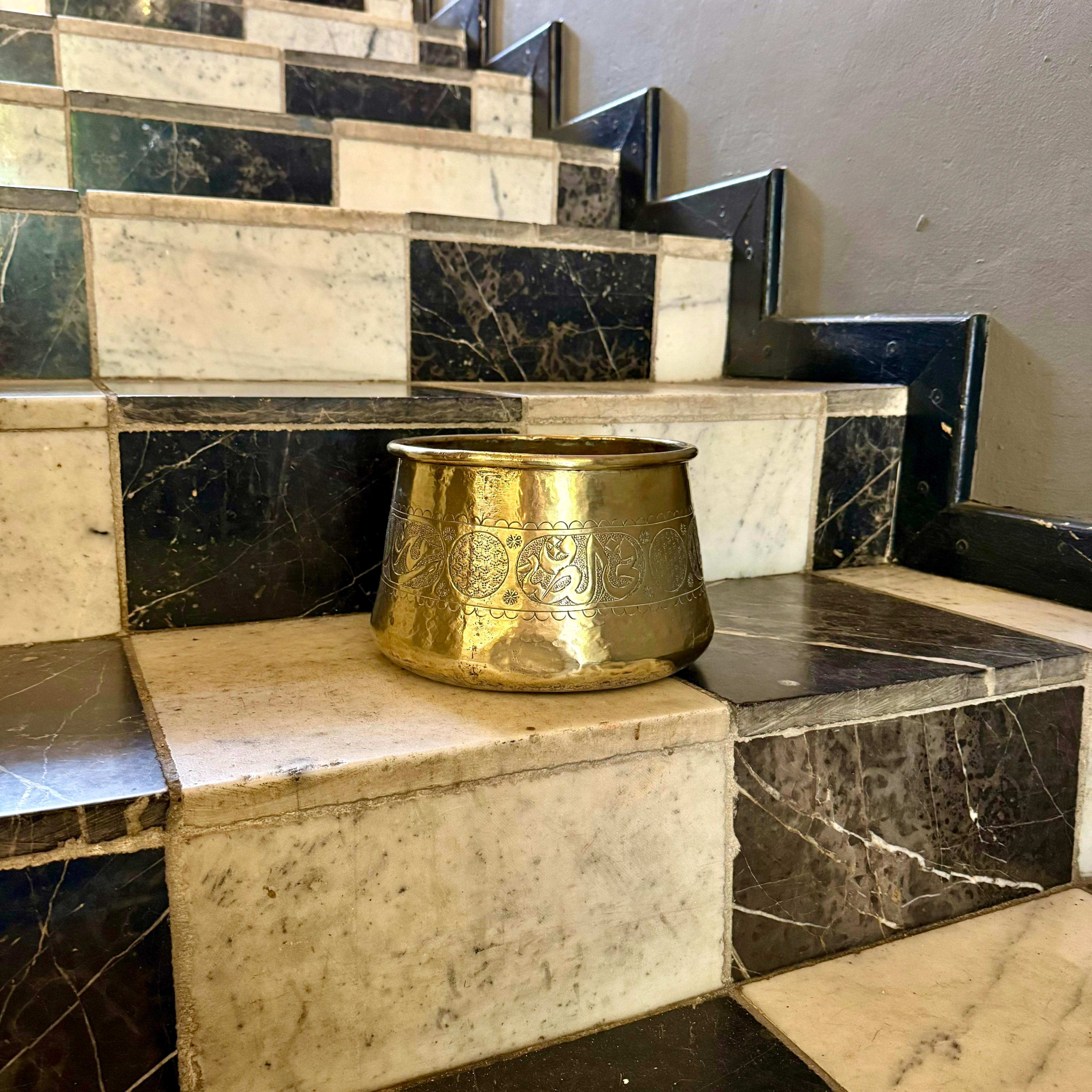 Antique Polished Brass Pot - SOLD