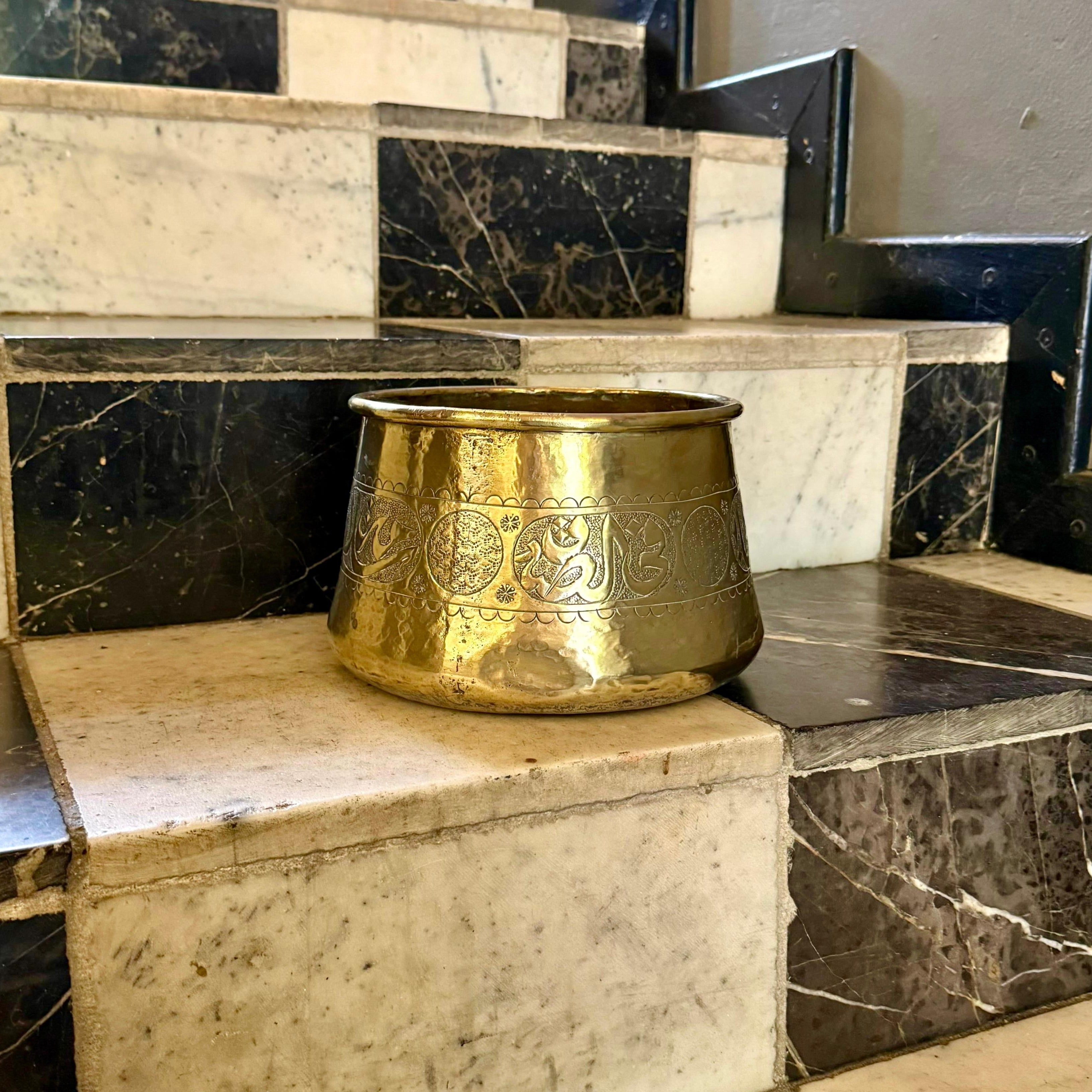 Antique Polished Brass Pot - SOLD