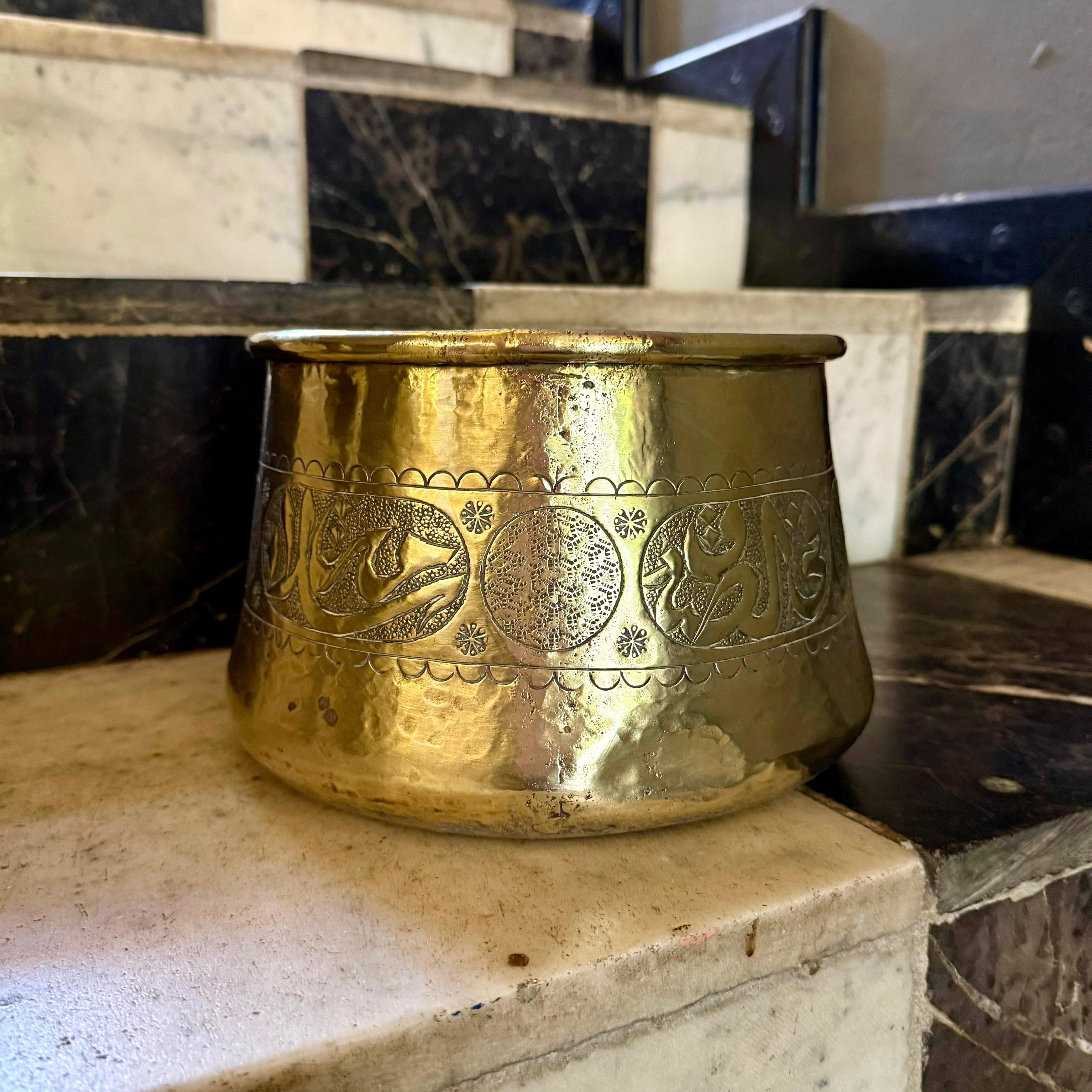 Antique Polished Brass Pot - SOLD