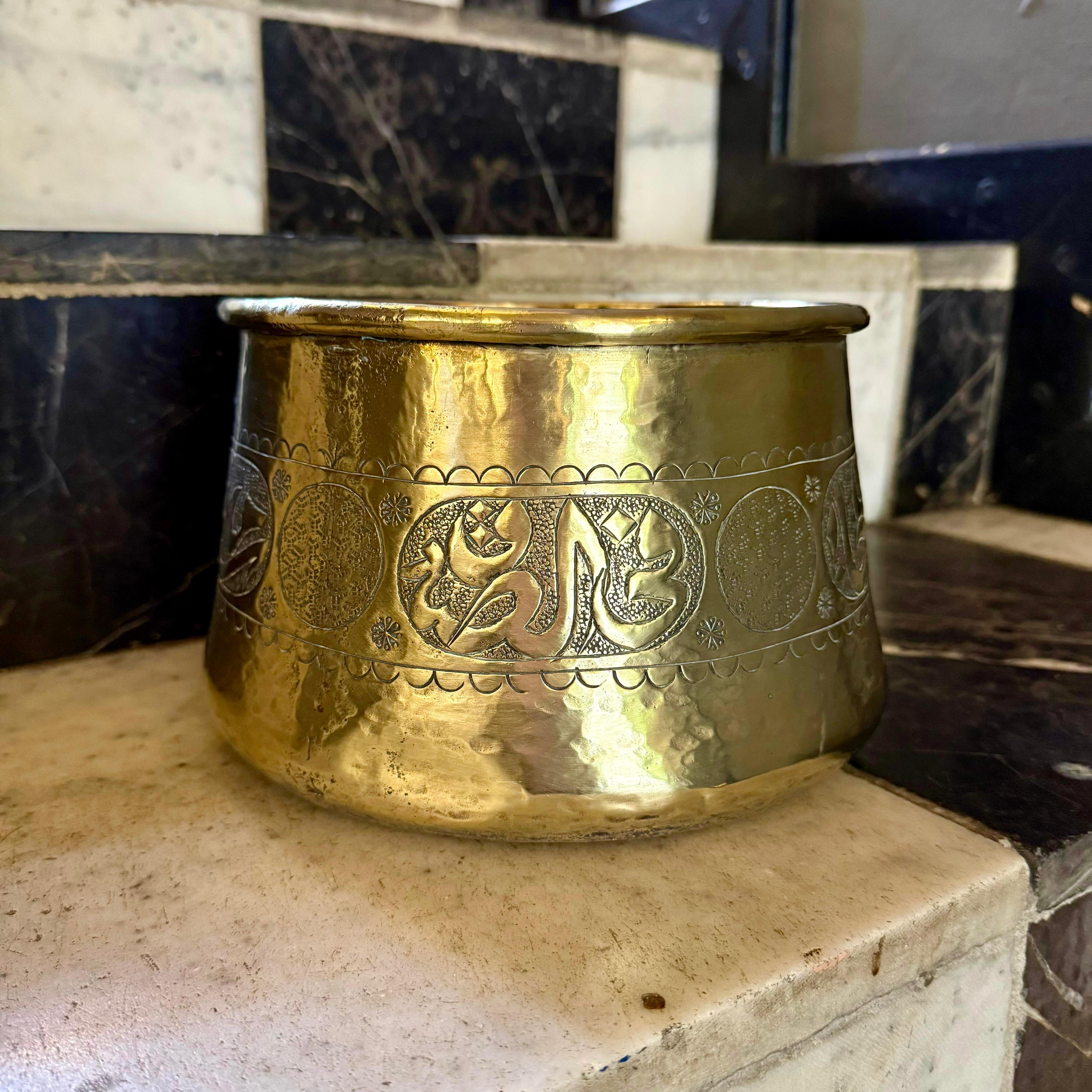 Antique Polished Brass Pot - SOLD