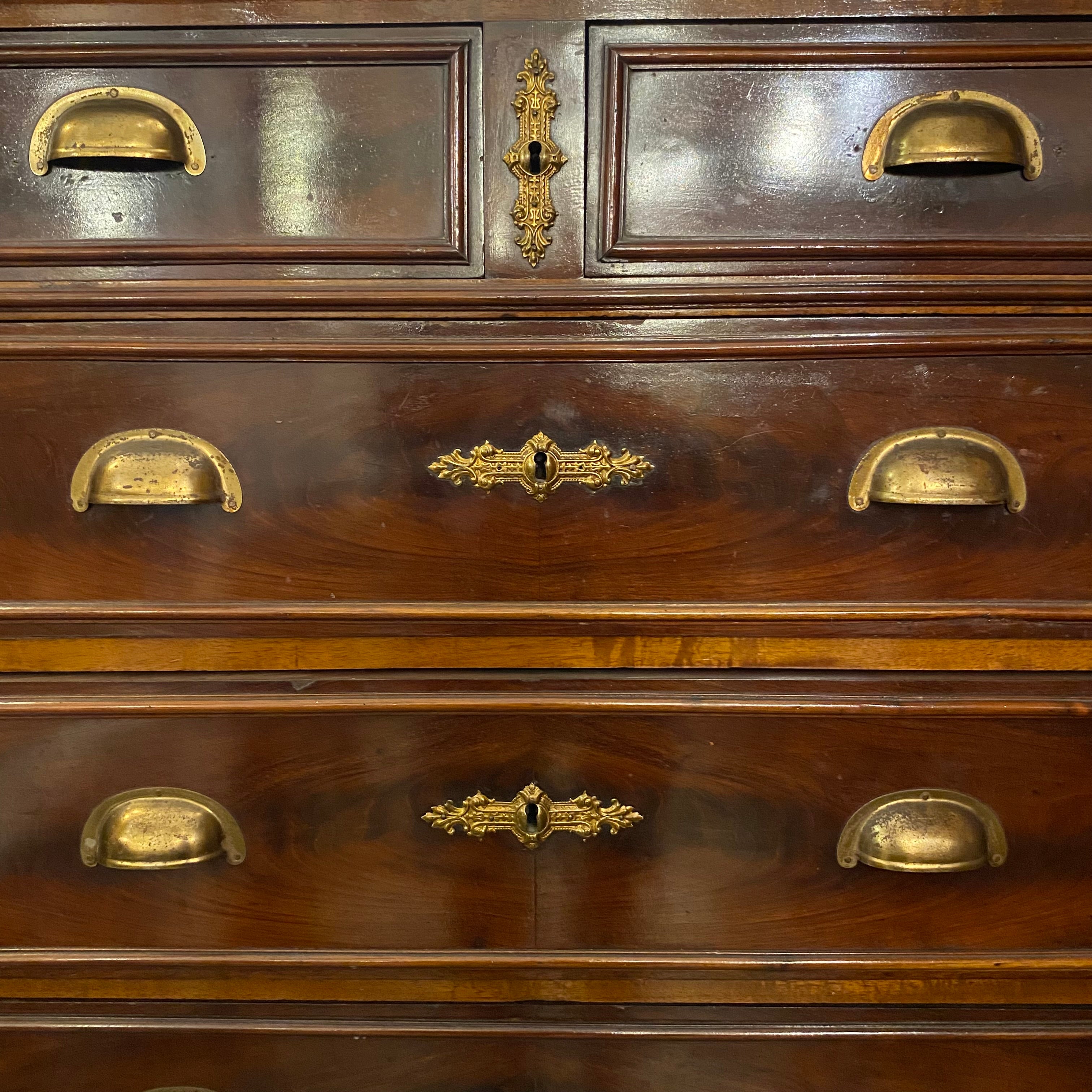 Antique Mahogany Chest of Drawers with Brass Handles