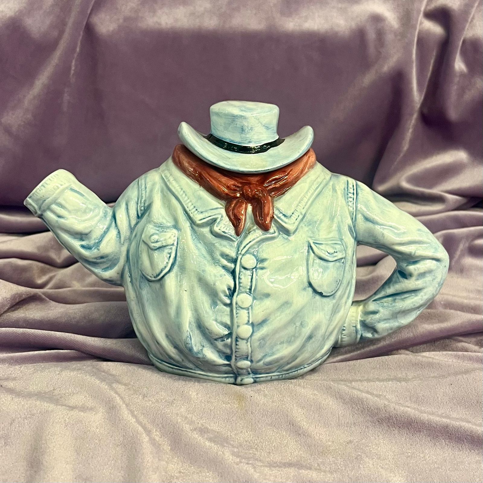 Cowboy Teapot with a Hat and Bandana