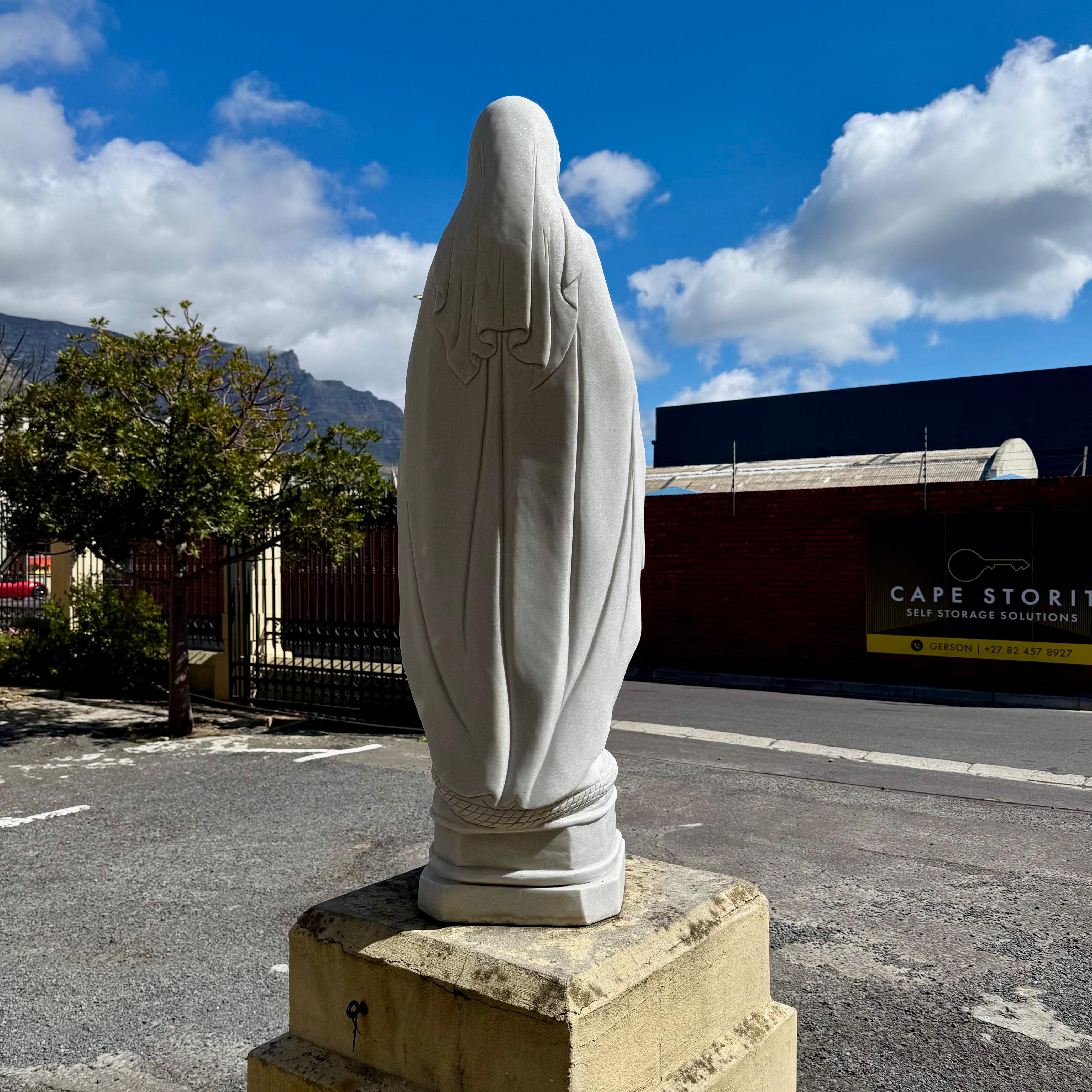 Hand-Carved White Marble Statue of Mary, 160cm