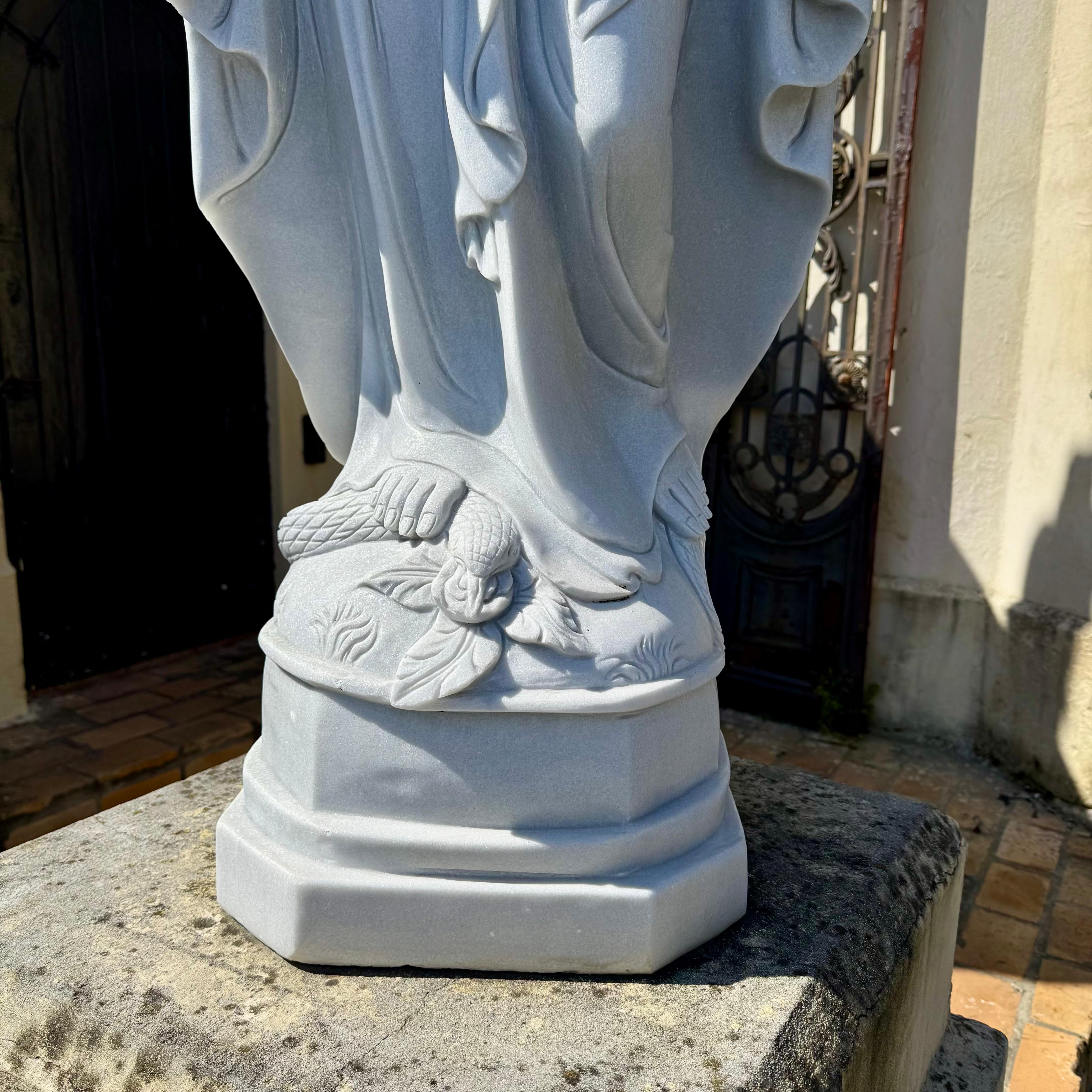 Hand-Carved White Marble Statue of Mary, 160cm