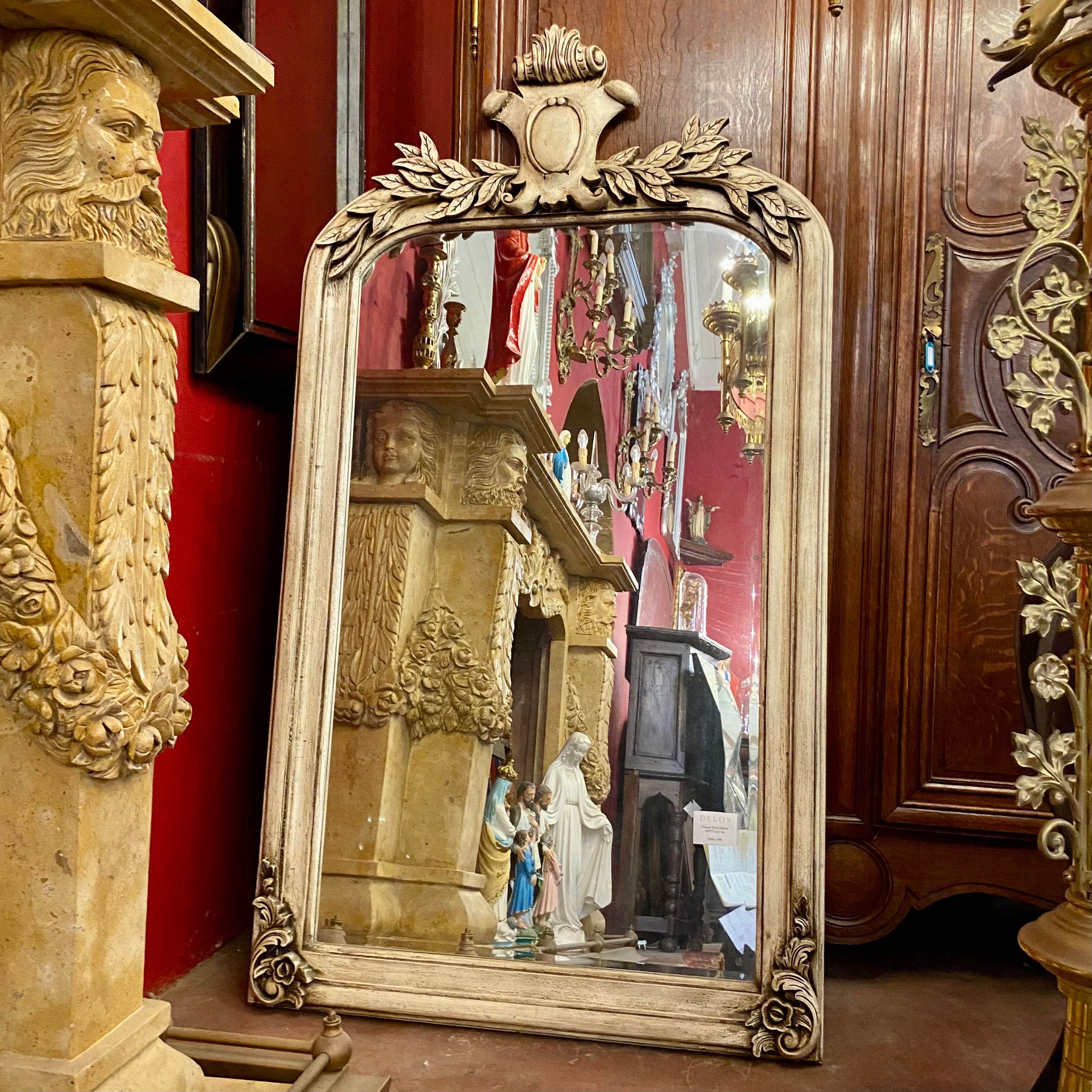 Beautiful Antique French Mirror in Ivory - SOLD