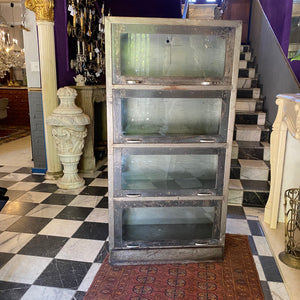 Vintage Military Steel Cabinet with Glass Panels
