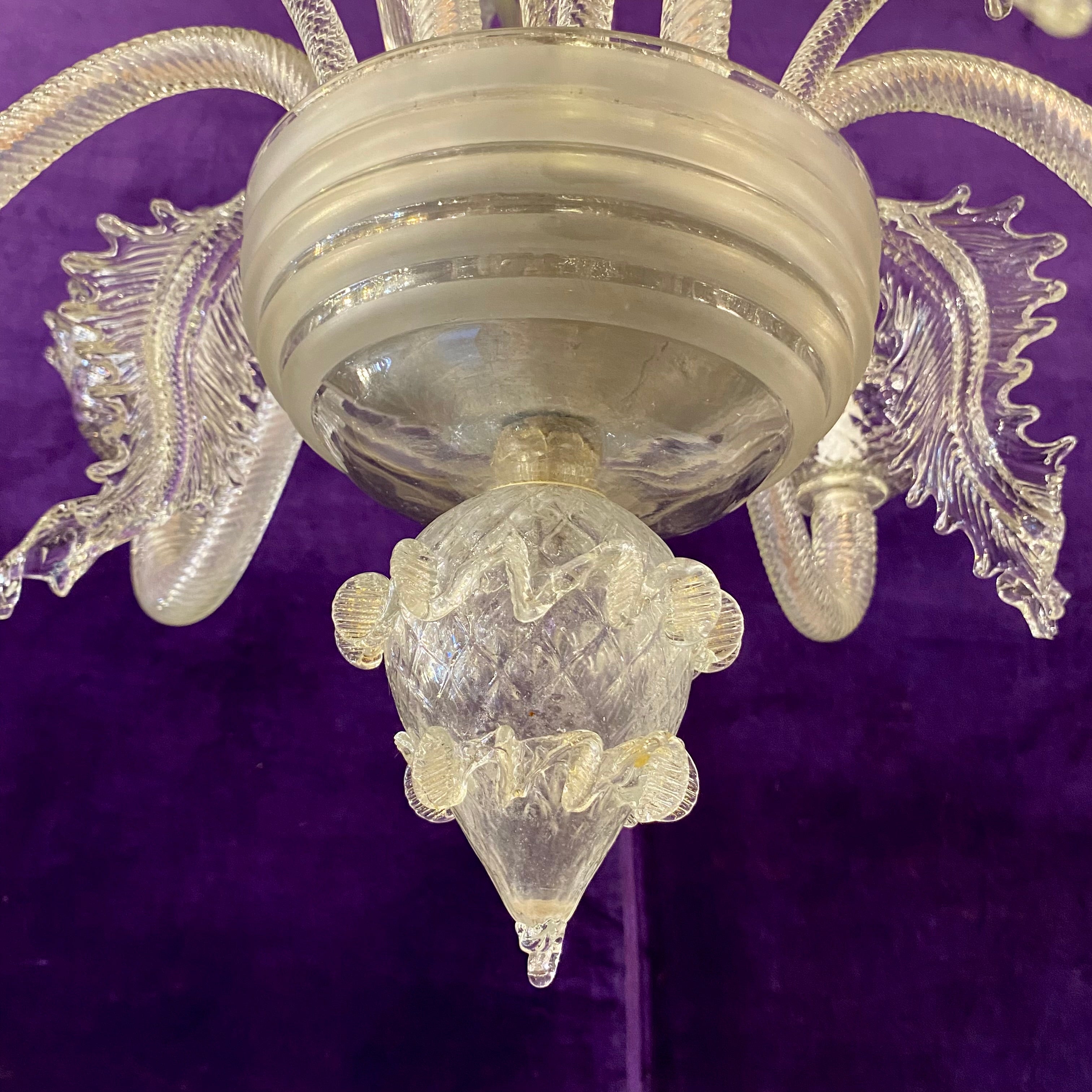 Antique Clear Glass Murano Chandelier