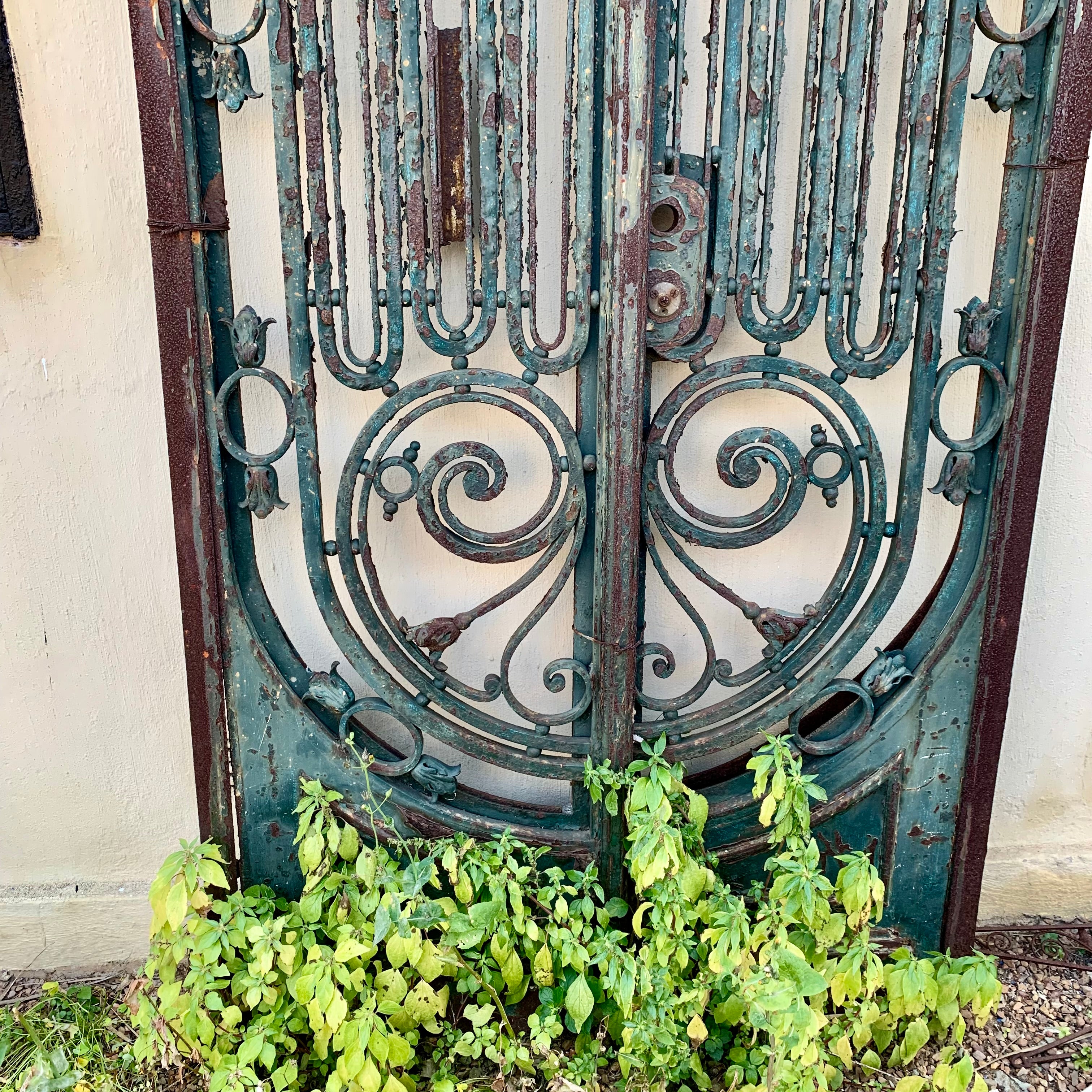 Art Nouveau Arched Forged Steel Gate