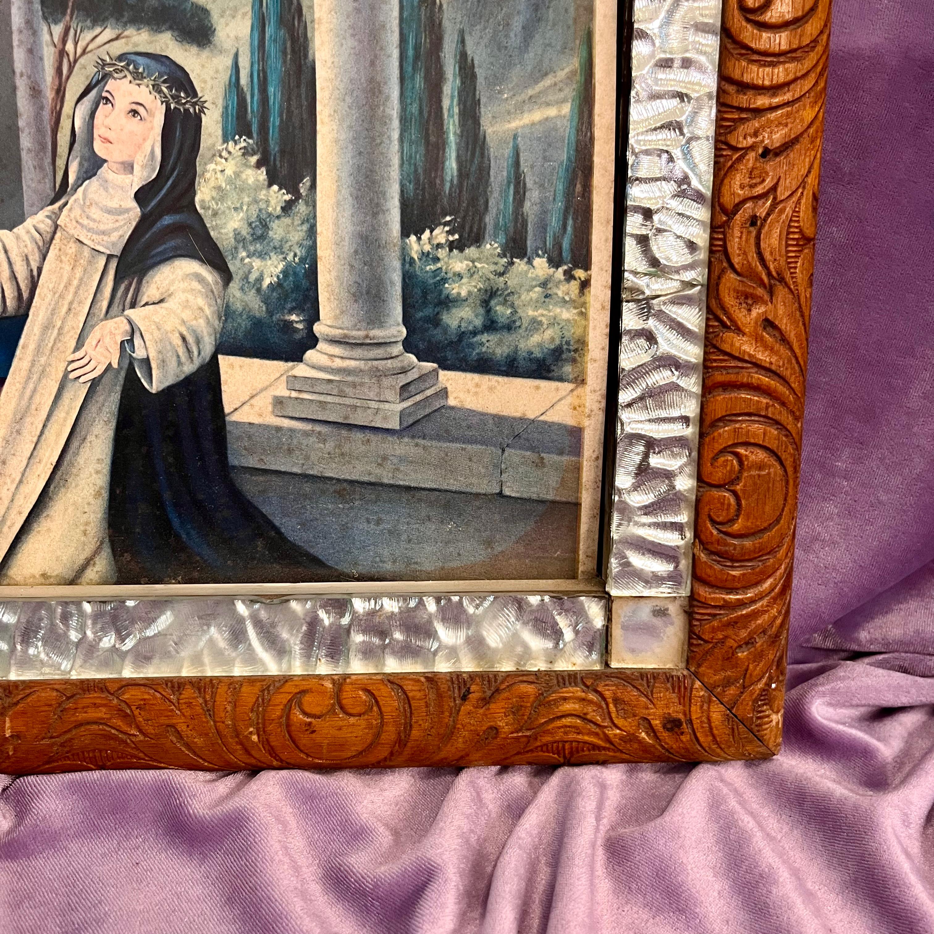 Framed Ave Maria Devotional Print – Madonna & Child with Saints