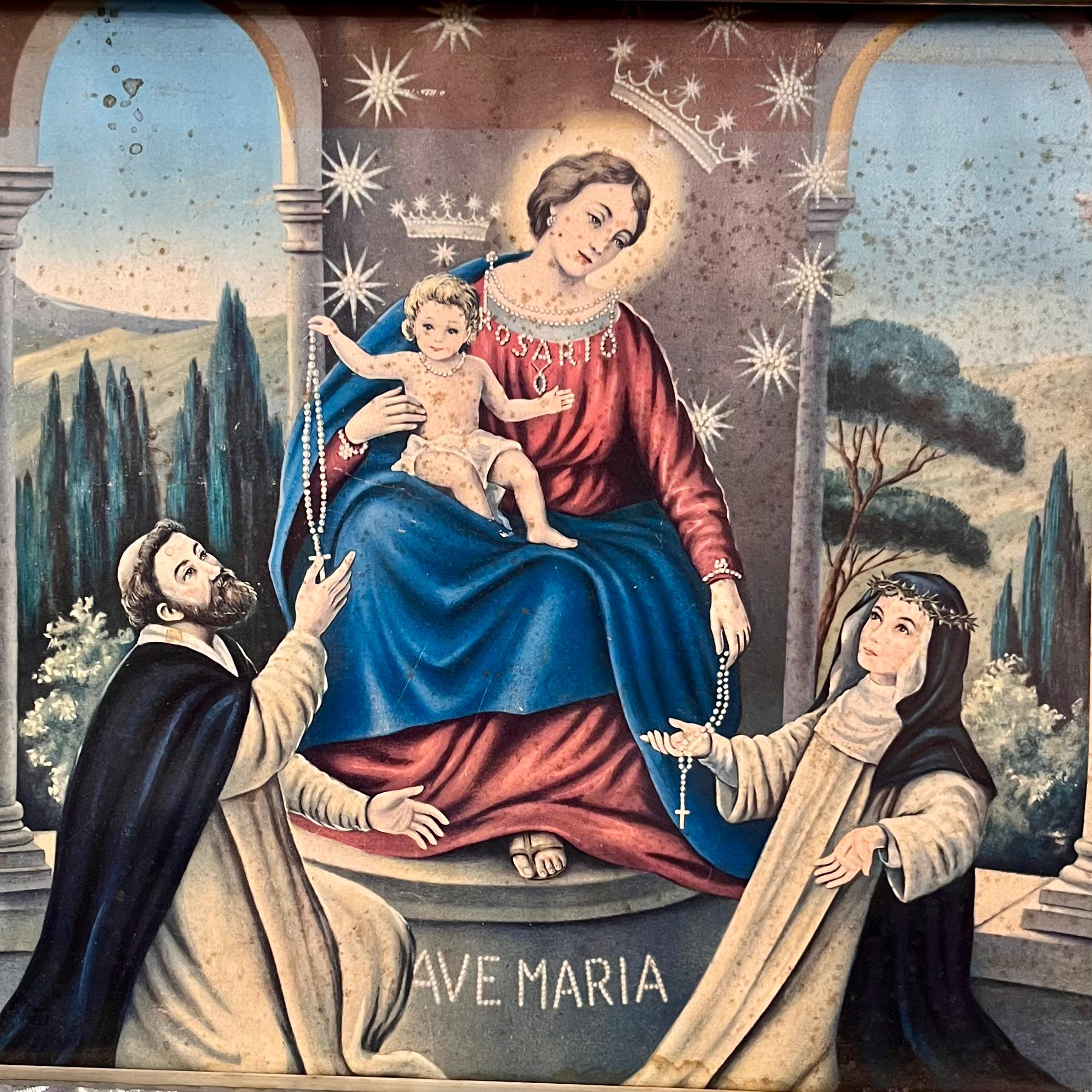 Framed Ave Maria Devotional Print – Madonna & Child with Saints