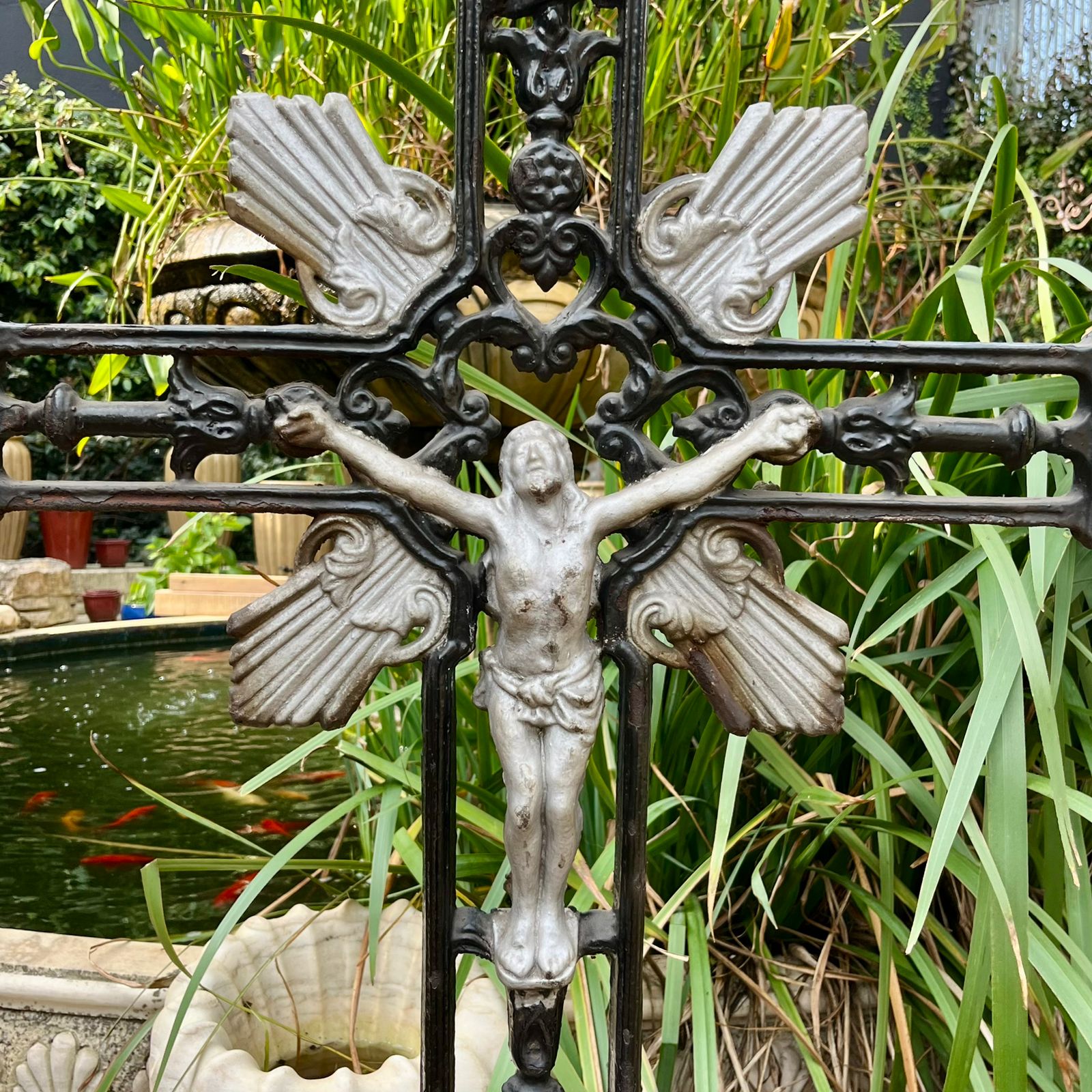 Antique Cast Iron Crucifix, 19th Century