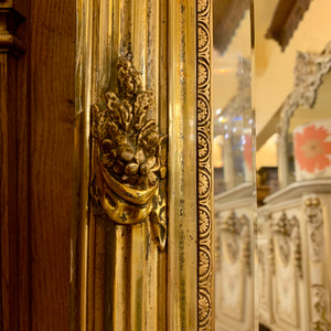 Antique Gilt & Bevelled Mirror with Intricate Carved Details